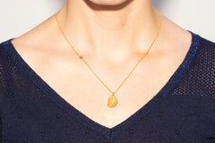 4.94 Carat Sapphire Diamond Rose Cut 18 KT Yellow Gold Pendant Necklace