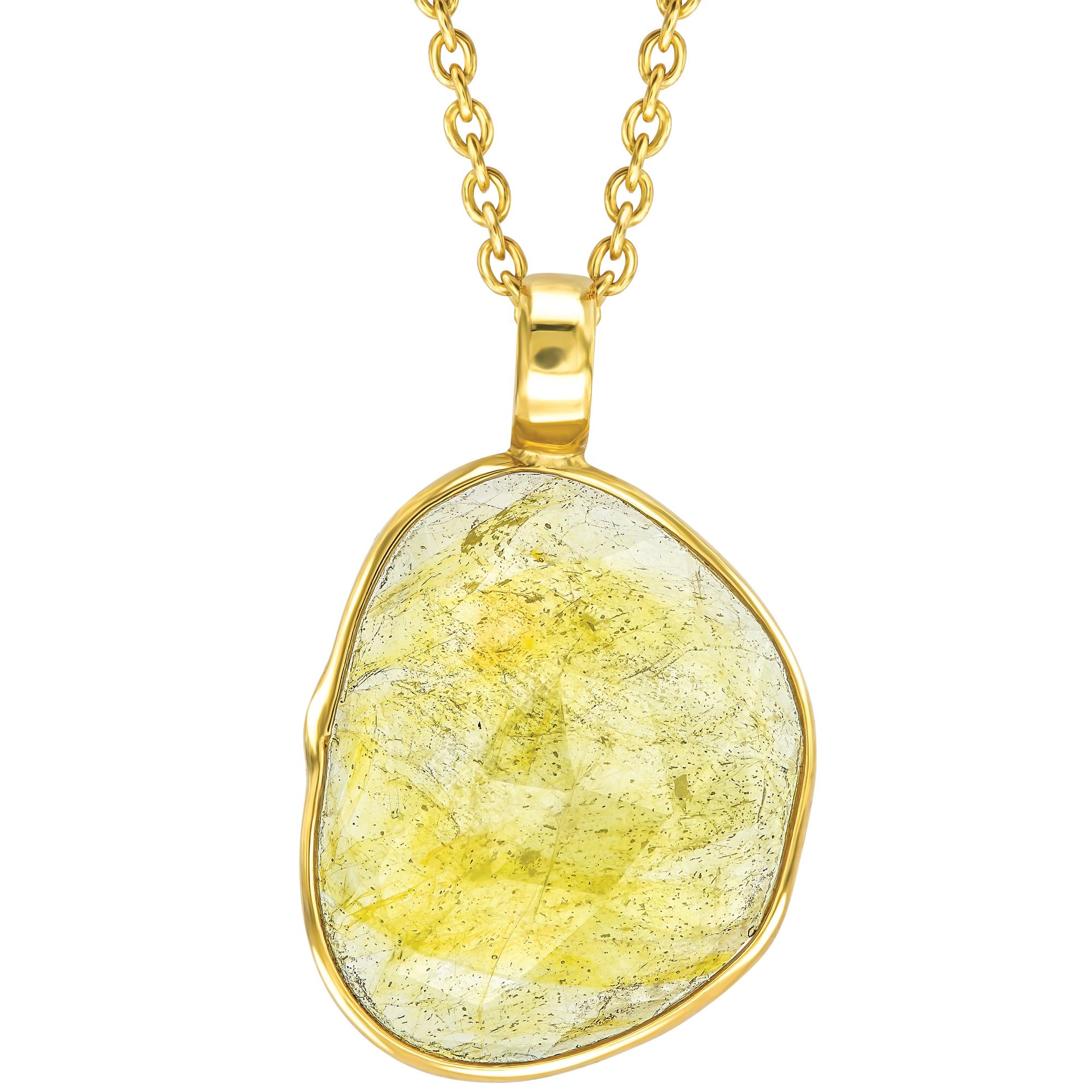 Contemporary 4.94 Carat Sapphire Diamond Rose Cut 18 KT Yellow Gold Pendant Necklace For Sale