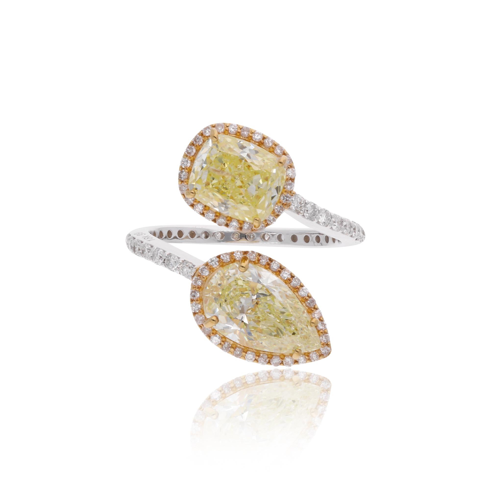 in vendita:  4,94 Carati SI Chiarezza HI Colore Giallo Diamante Aperto Anello 14 Karati Oro Doppio Tono 6