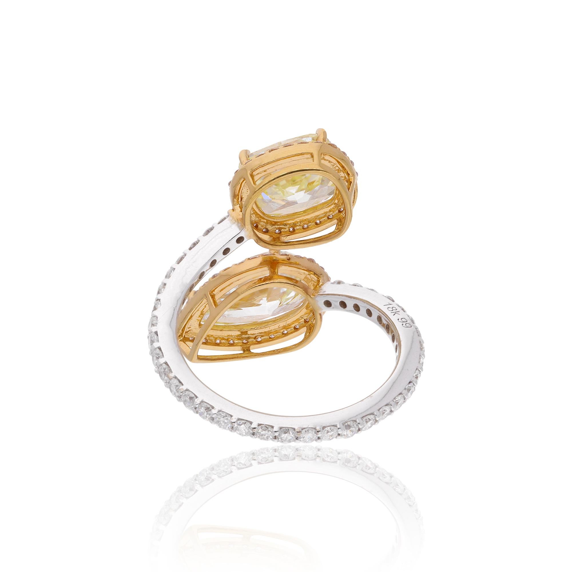 in vendita:  4,94 Carati SI Chiarezza HI Colore Giallo Anello Aperto con Diamante 18 Carati Doppio Tono Oro 5