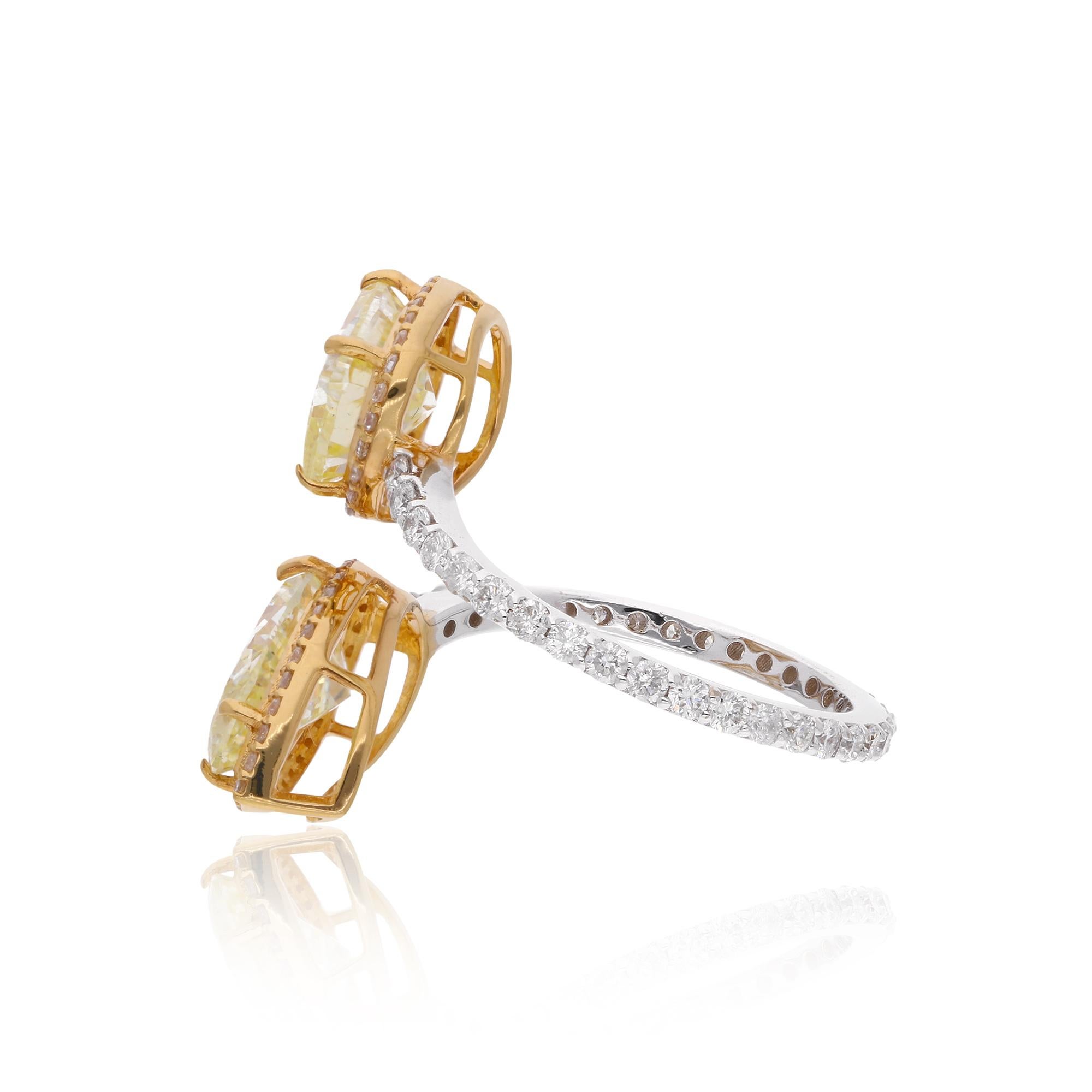 in vendita:  4,94 Carati SI Chiarezza HI Colore Giallo Anello Aperto con Diamante 18 Carati Doppio Tono Oro 6