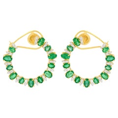 Pendientes de oro de 14 quilates con diamante esmeralda de Zambia de 4,94 quilates