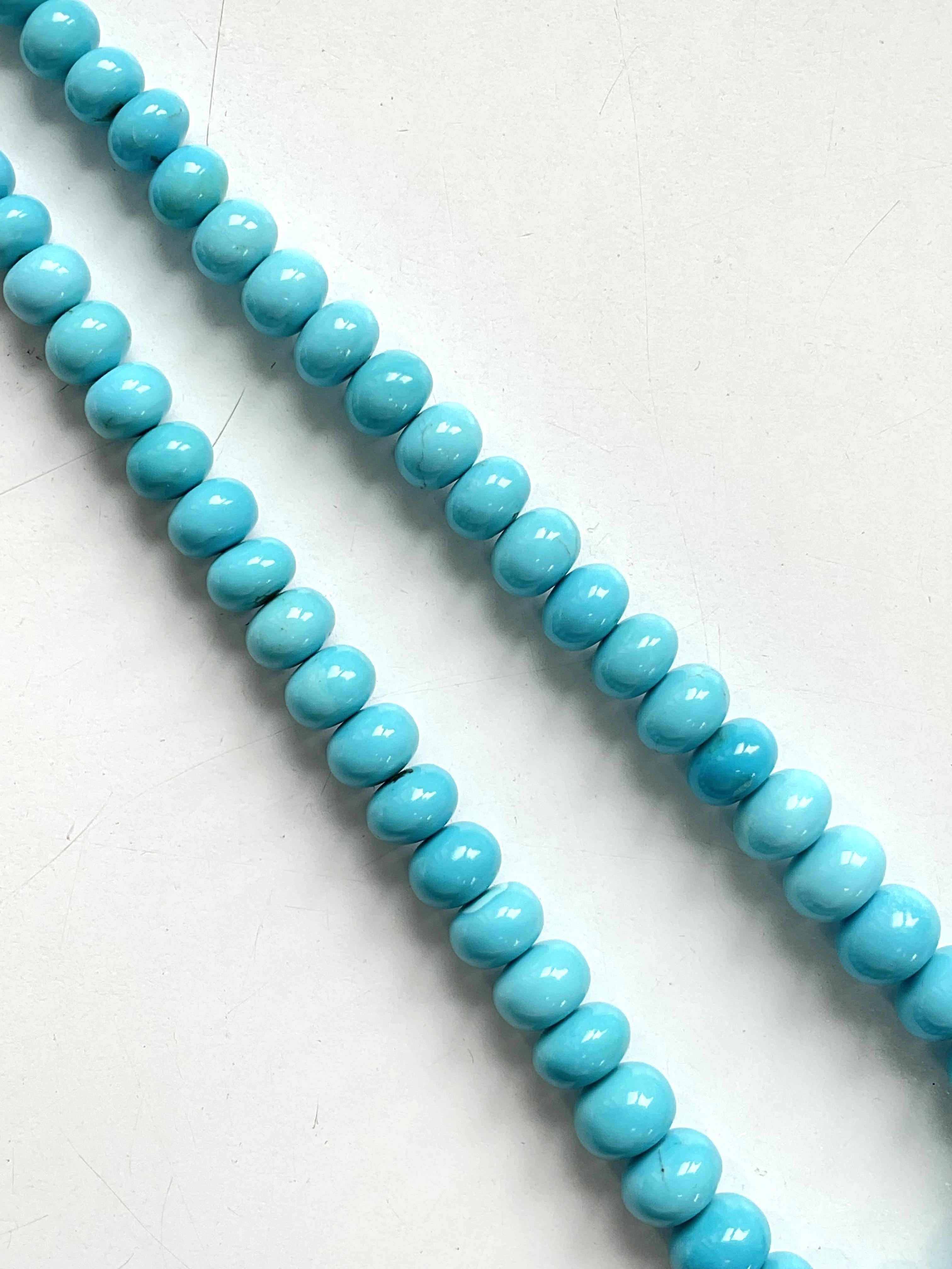 Art Deco 494.10 Carats Turquoise Beaded Top Quality Smooth Beads Arizona Natural Gemstone For Sale