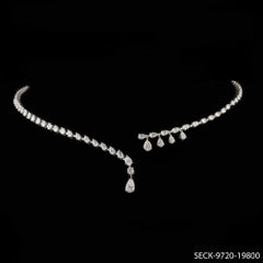 4.94Ct Natural Diamond Pear Cut Asymmetric Multi-Fringe Drop Necklace White Gold