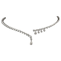 4.94Ct Natural Diamond Pear Cut Asymmetric Multi-Fringe Drop Necklace White Gold