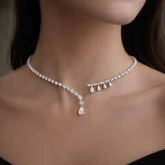 4.94 Ct Natural Diamond Pear Cut Fringe Drop Necklace 14k White Gold