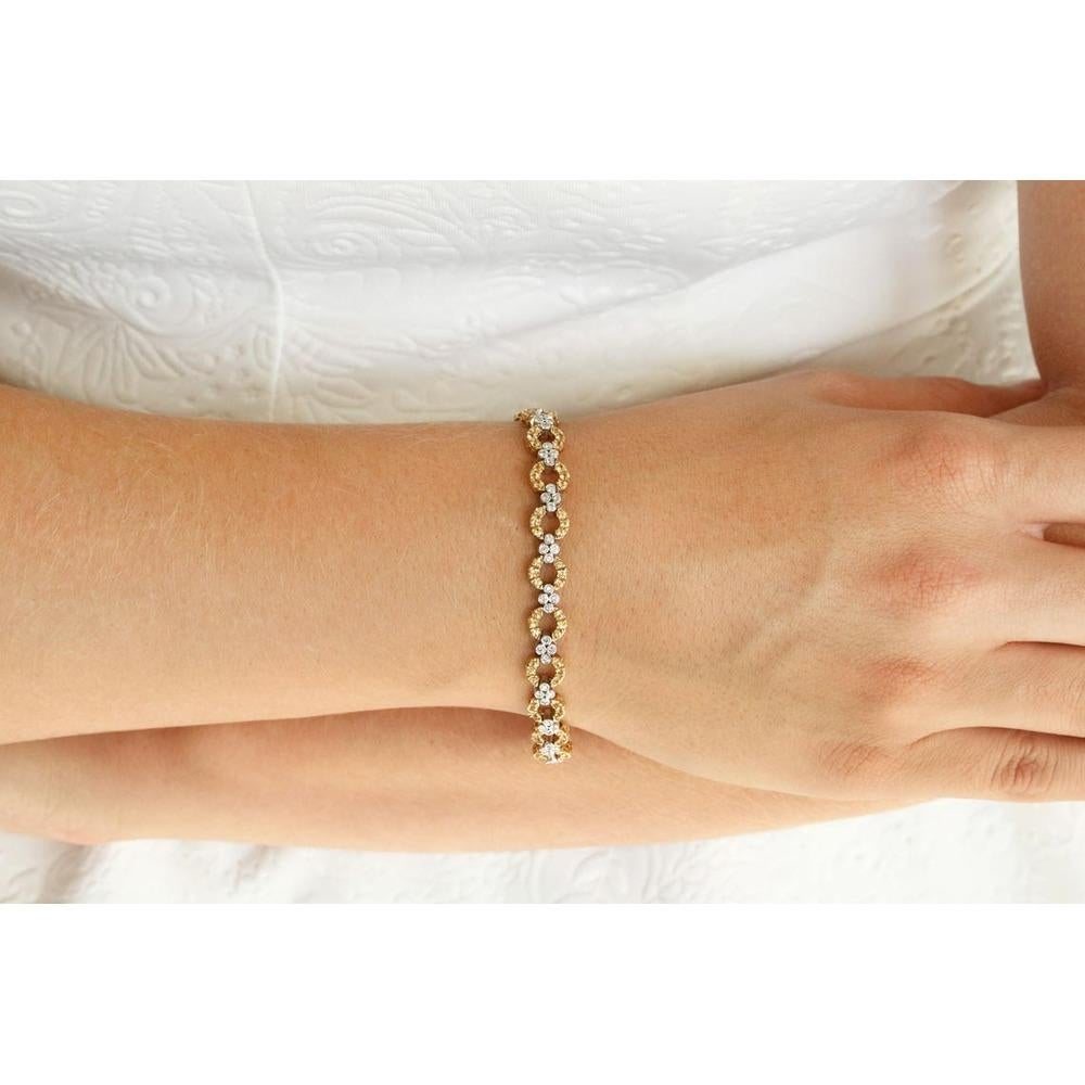 Modern 4.94tcw Yellow Sapphire & Diamond Bracelet Two-Toned Gold 18K Sapphire Bracelet For Sale