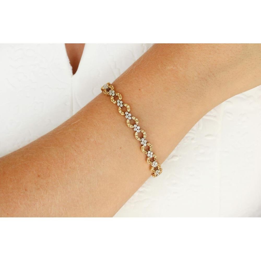 Round Cut 4.94tcw Yellow Sapphire & Diamond Bracelet Two-Toned Gold 18K Sapphire Bracelet For Sale