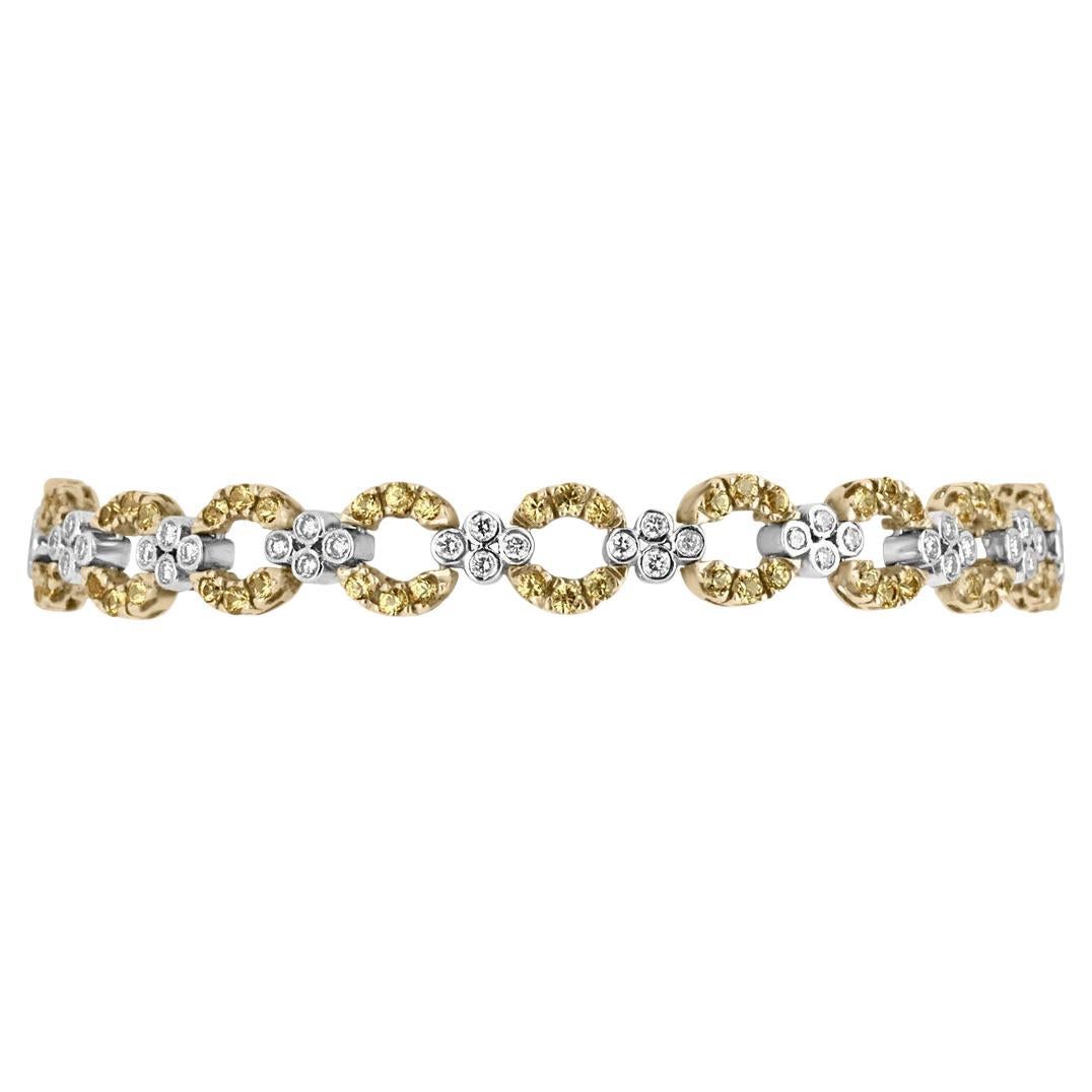 4.94tcw Yellow Sapphire & Diamond Bracelet Two-Toned Gold 18K Sapphire Bracelet
