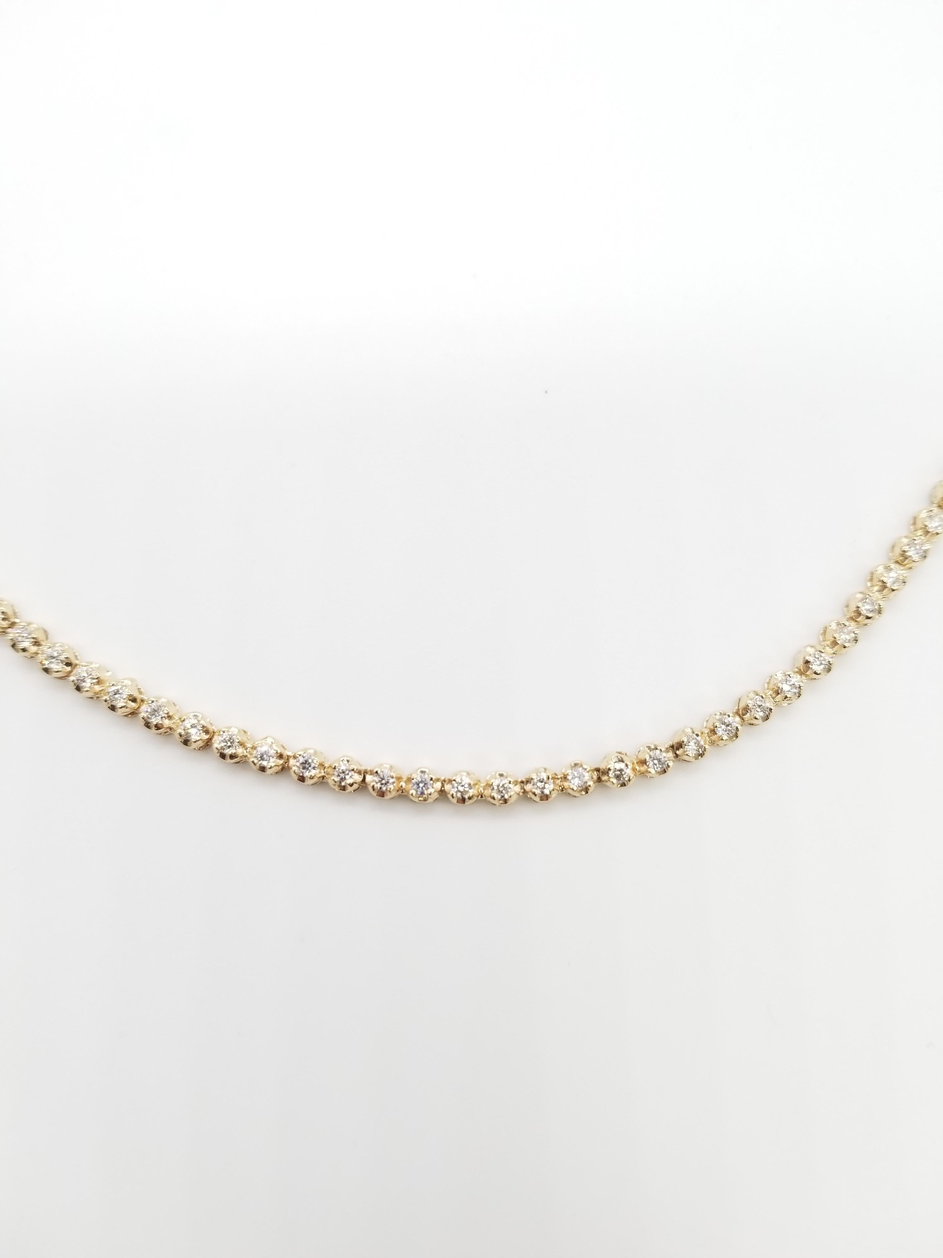 Round Cut 4.95 Carat Buttercup Round Brilliant Diamond Necklace 14 Karat Yellow Gold 22'' For Sale