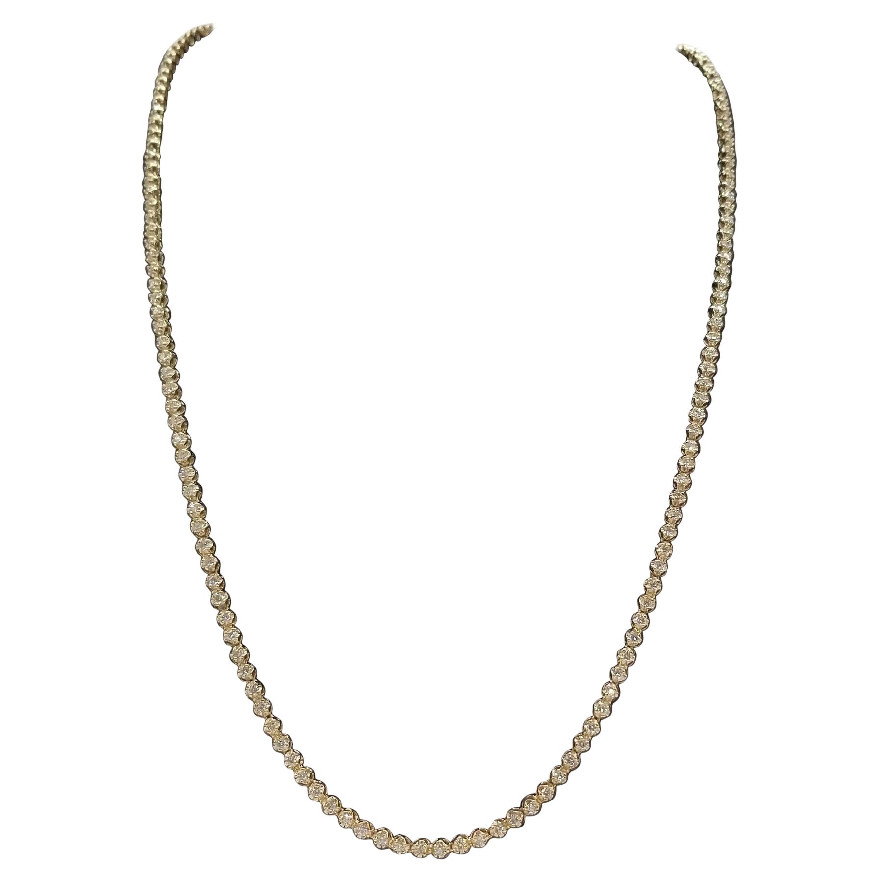 4.95 Carat Buttercup Round Brilliant Diamond Necklace 14 Karat Yellow Gold 22'' For Sale