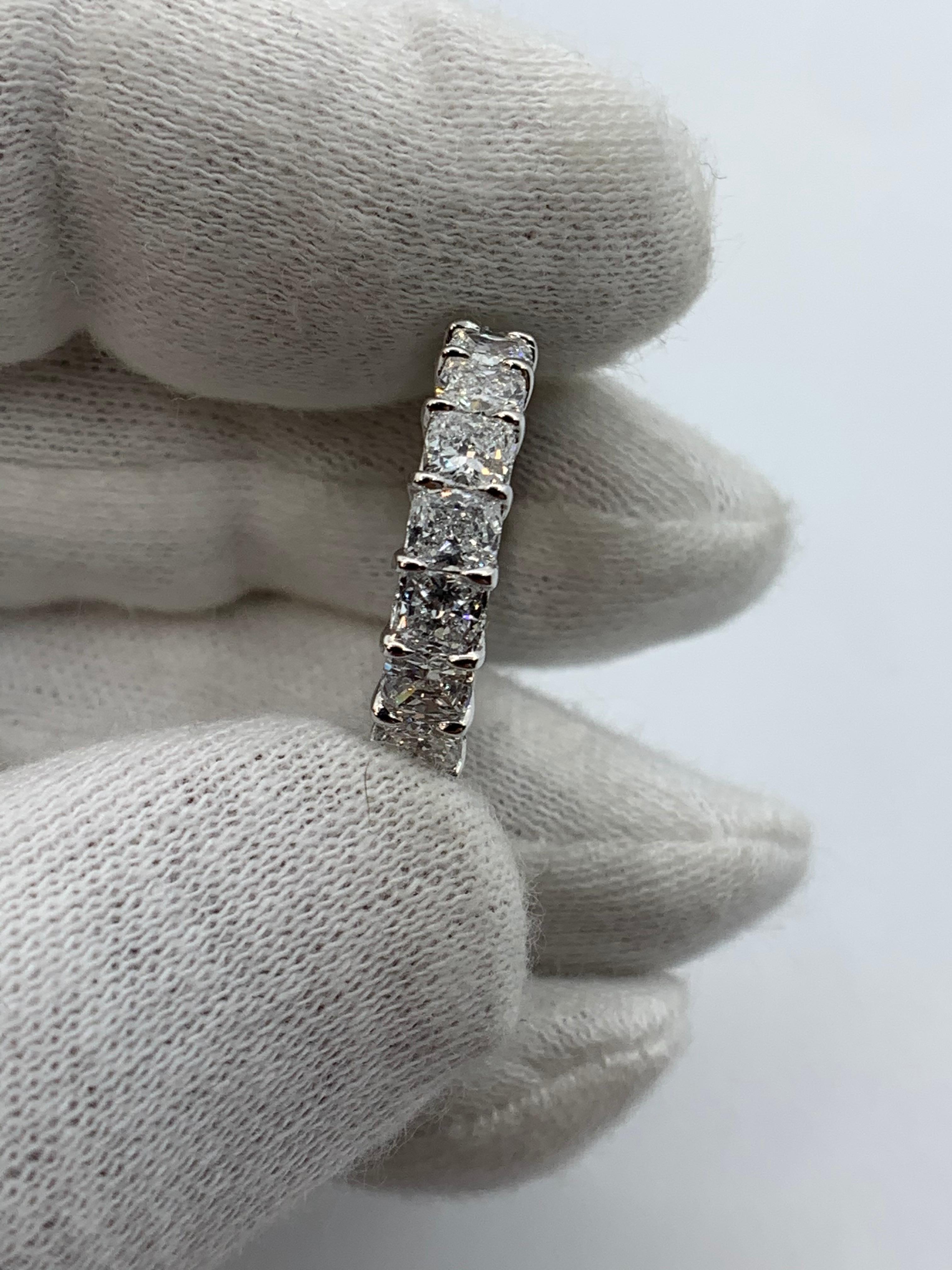 Contemporary 4.95 Carat Cushion Cut Diamond Eternity Band Ring For Sale