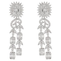 4.95 Carat Diamond 14 Karat White Gold Chandelier Earrings