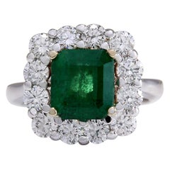 4.95 Carat Emerald 18 Karat White Gold Diamond Ring
