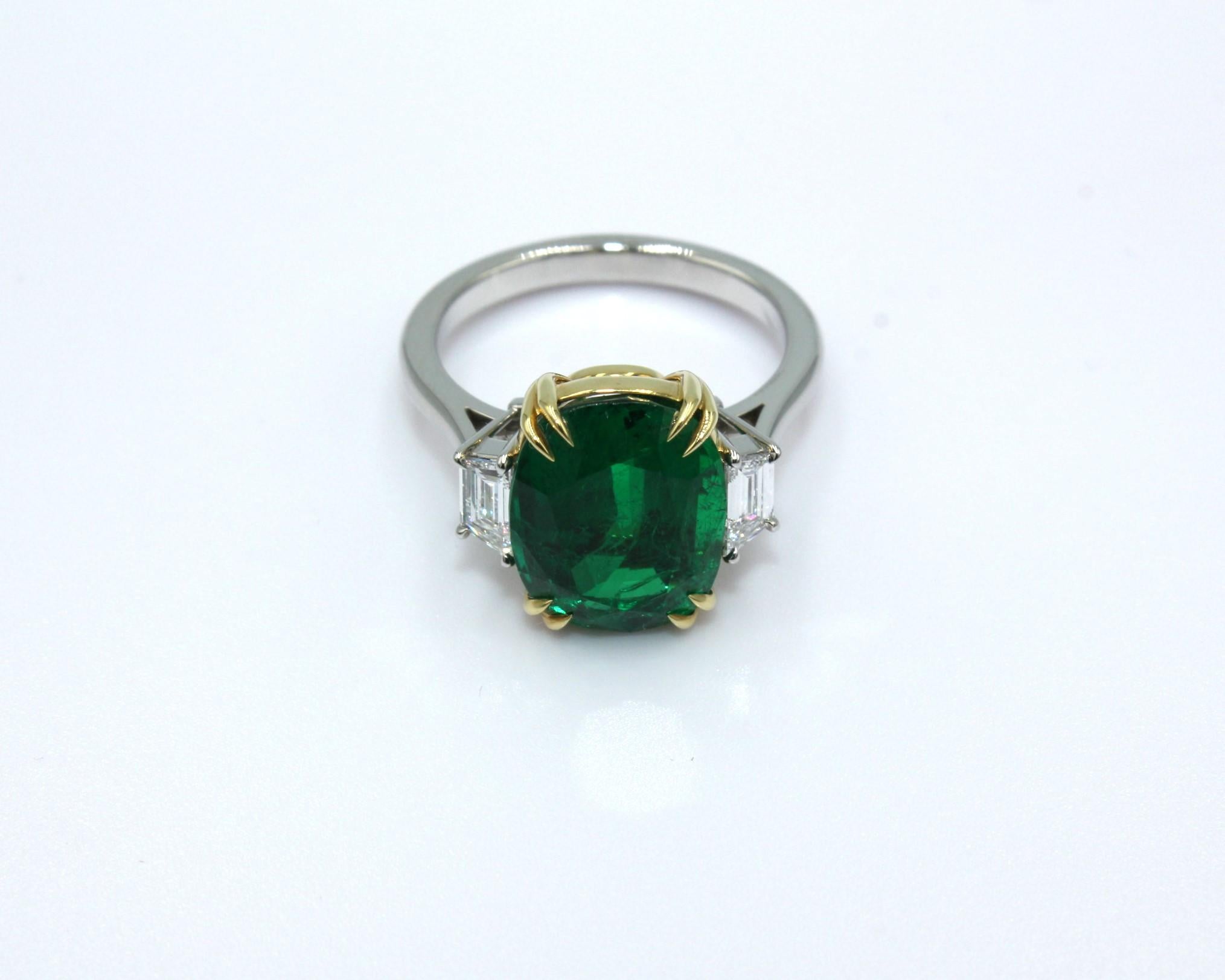 4.95 Carat Emerald Diamond Ring For Sale 1