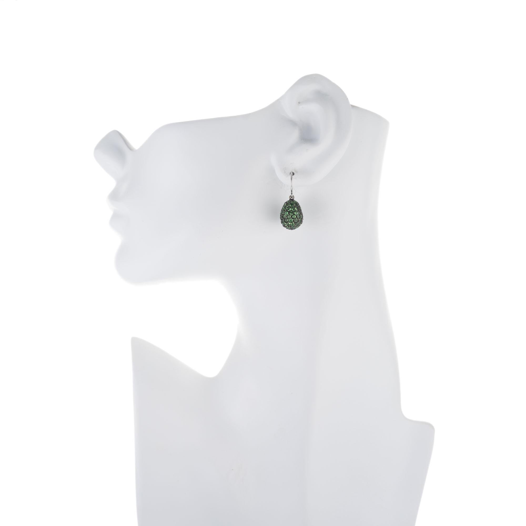 4.95 Carat Green Demantoid Garnet Dangle Earrings In Excellent Condition In Stamford, CT
