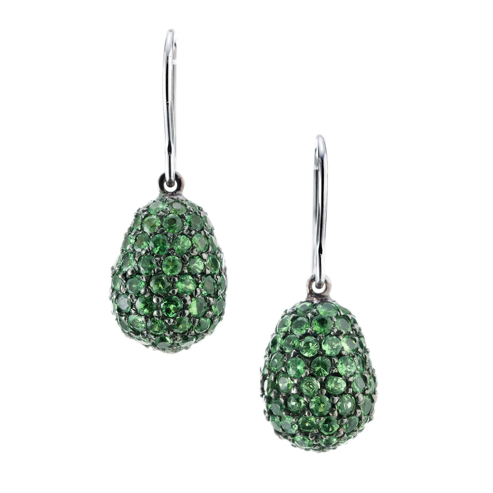 Women's 4.95 Carat Green Demantoid Garnet Dangle Earrings