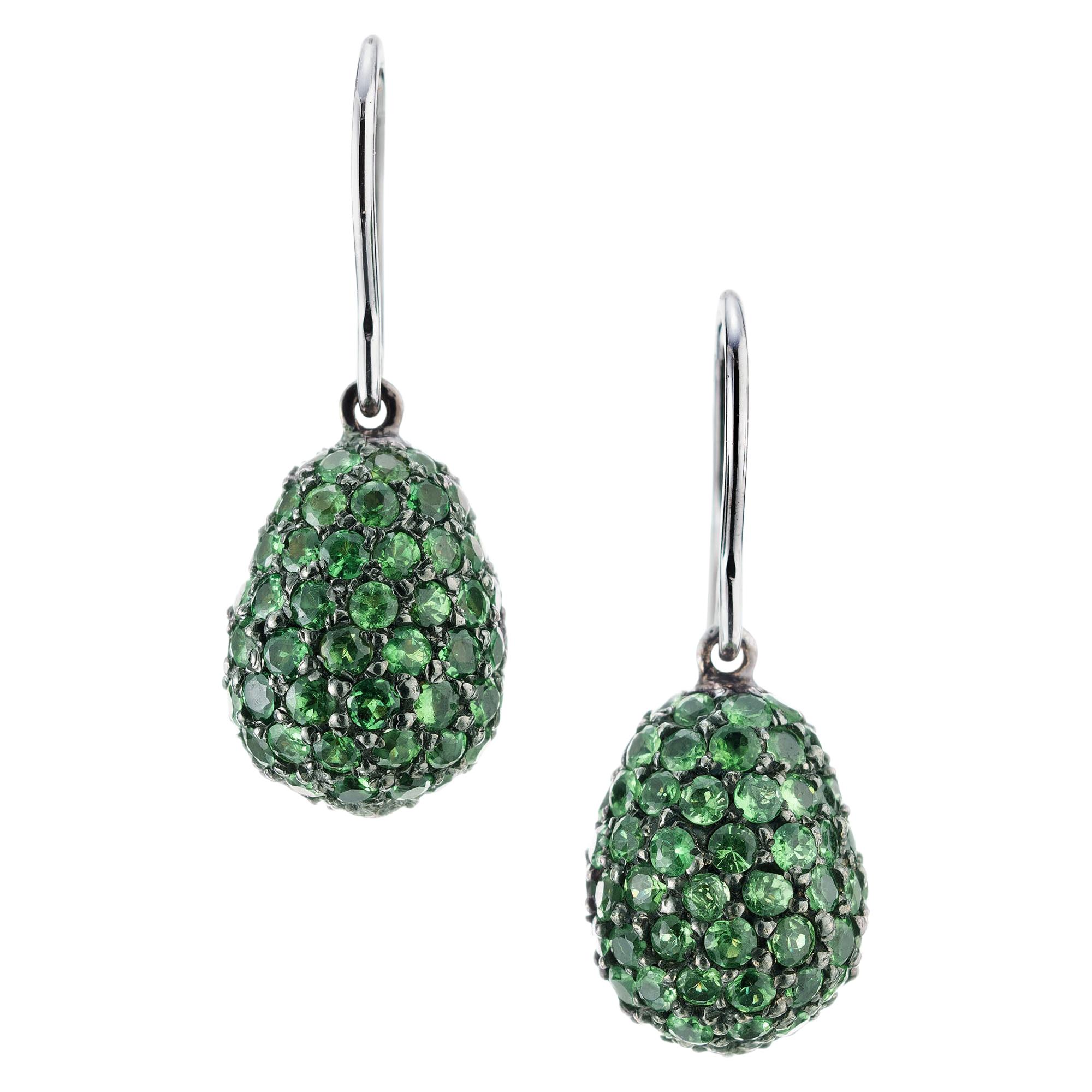 4.95 Carat Green Demantoid Garnet Dangle Earrings