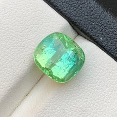 4.95 Carat Light Neon Green Natural Tourmaline Cushion Cut Loose Gemstone