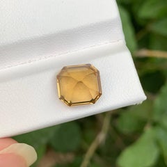 4.95 Carat Loose Geological Orange Citrine Asscher Cut Natural Brazilian Gem
