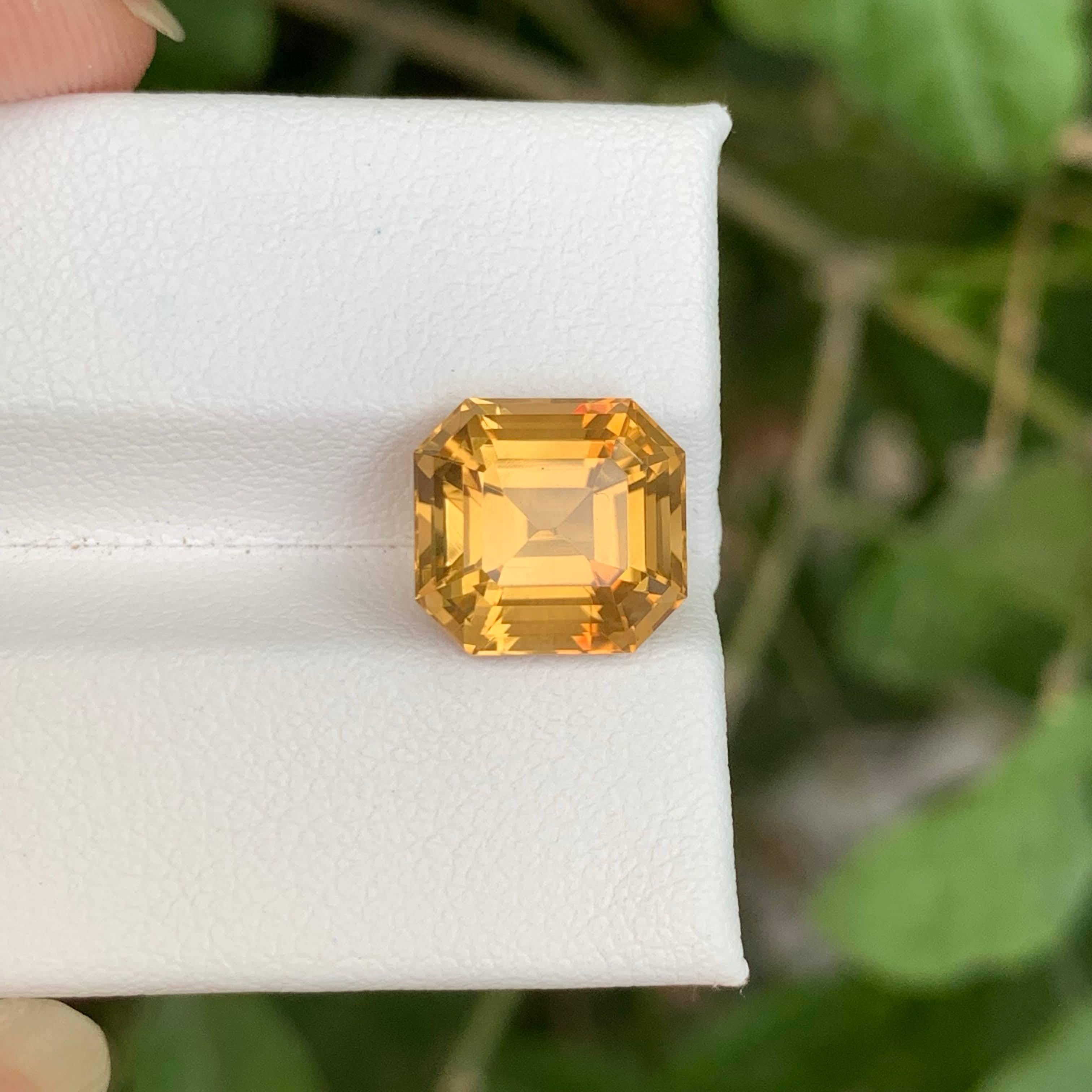 da uomo o donna 4,95 Carati di Citrino Arancione Geologico Sciolto Taglio Asscher Gemma Brasiliana Naturale in vendita
