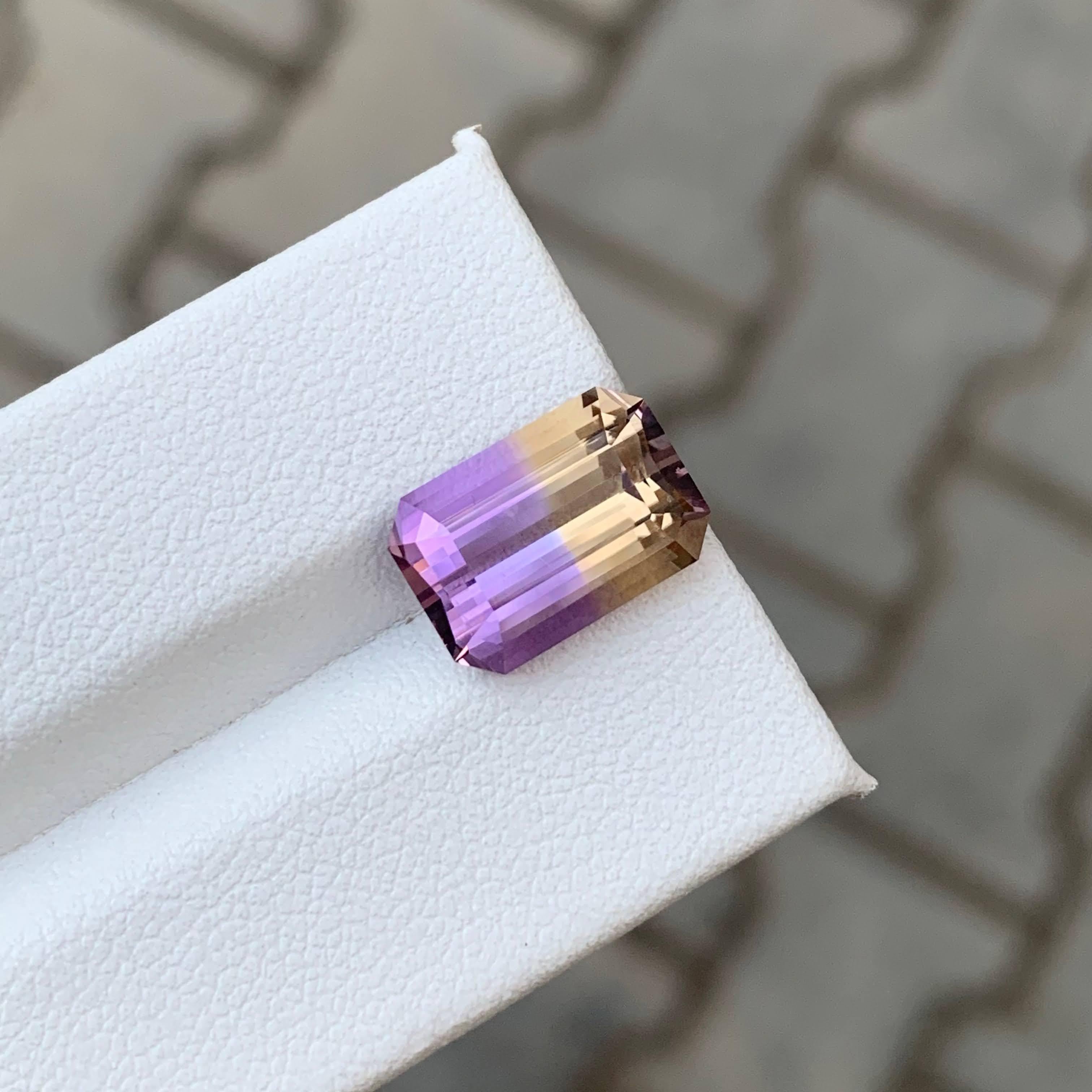 4.95 Karat Natürlicher Loser Bi Color Ametrine Stein Smaragd Schliff Bolivianischer Edelstein im Angebot 4