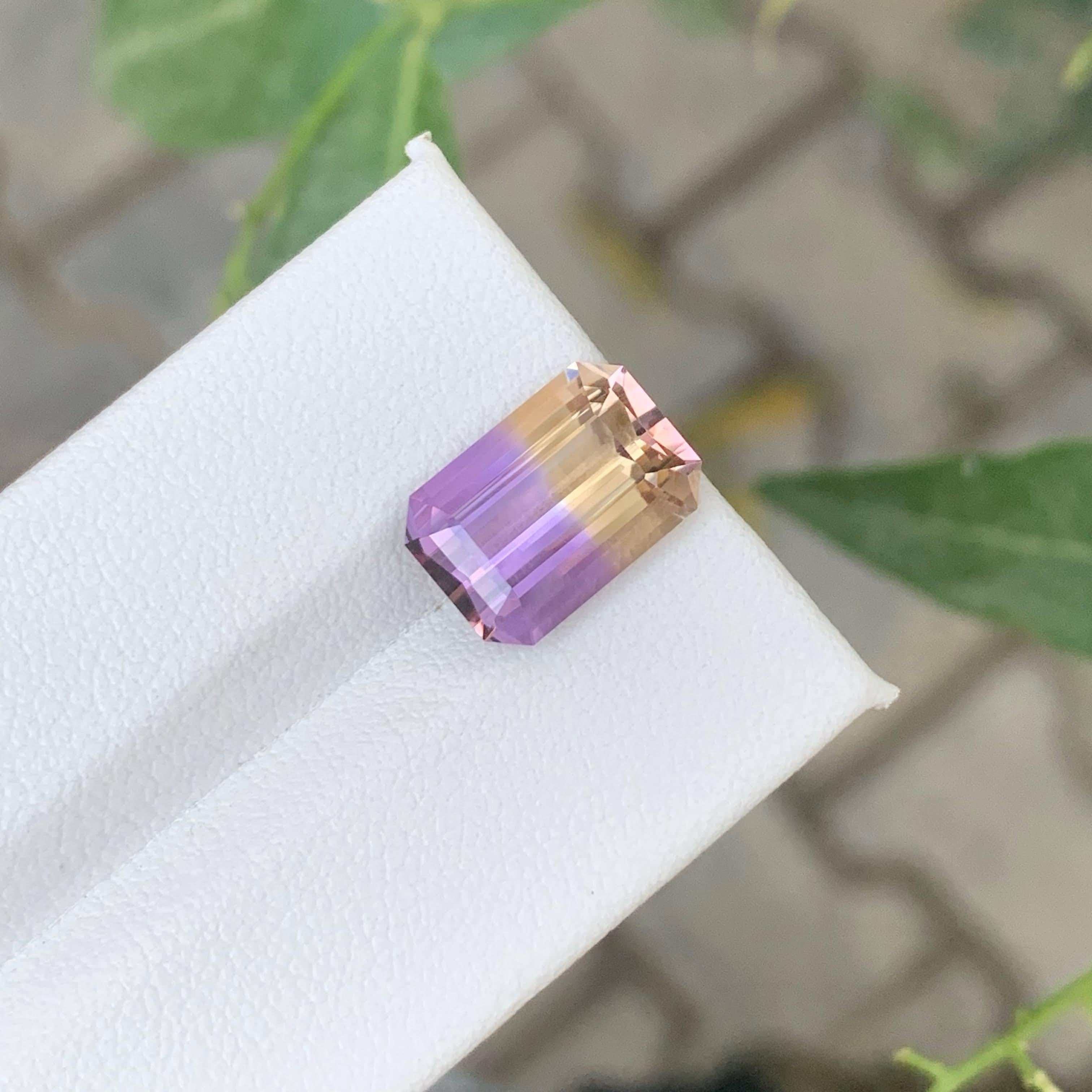 4.95 Karat Natürlicher Loser Bi Color Ametrine Stein Smaragd Schliff Bolivianischer Edelstein im Angebot 5