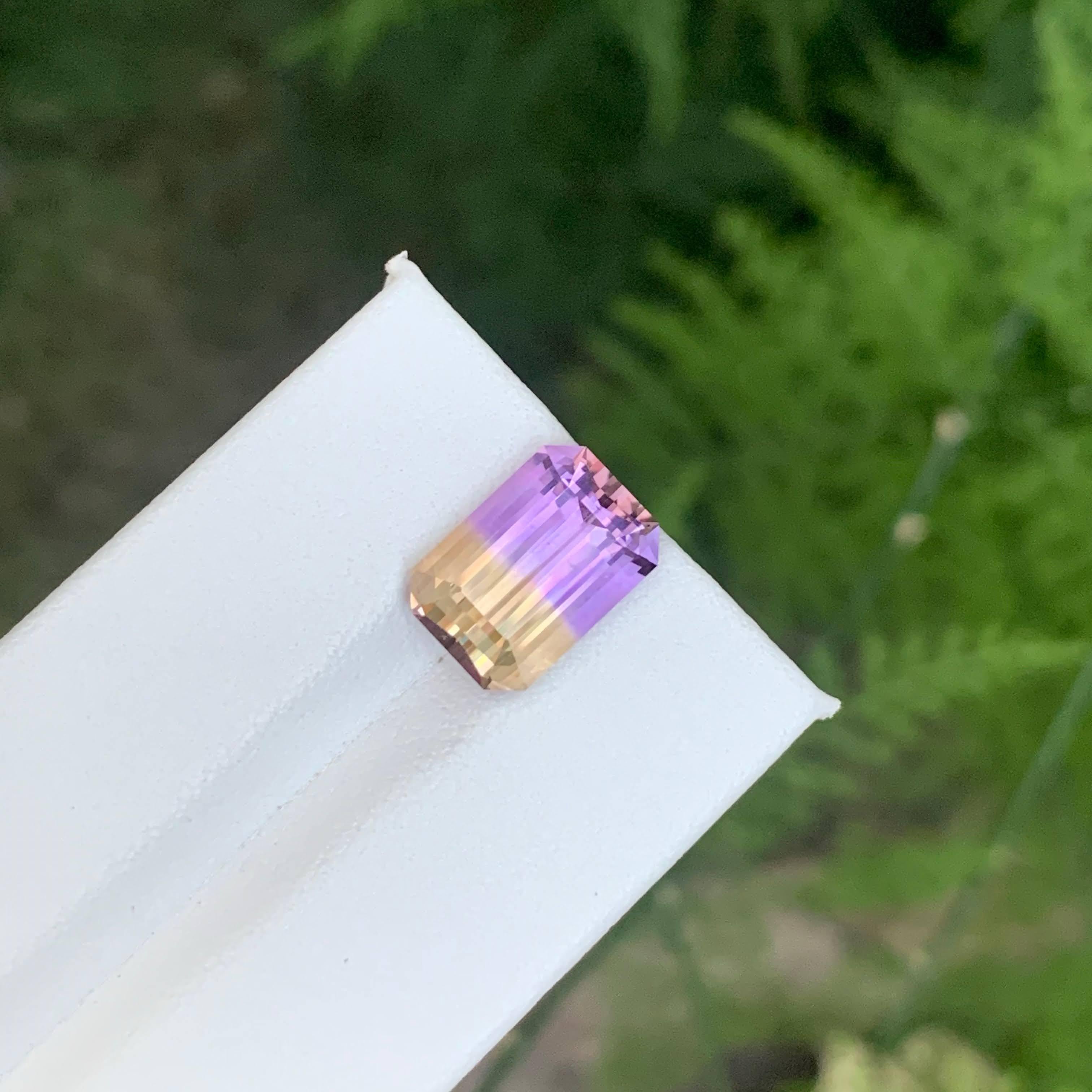 4.95 Karat Natürlicher Loser Bi Color Ametrine Stein Smaragd Schliff Bolivianischer Edelstein (Moderne) im Angebot