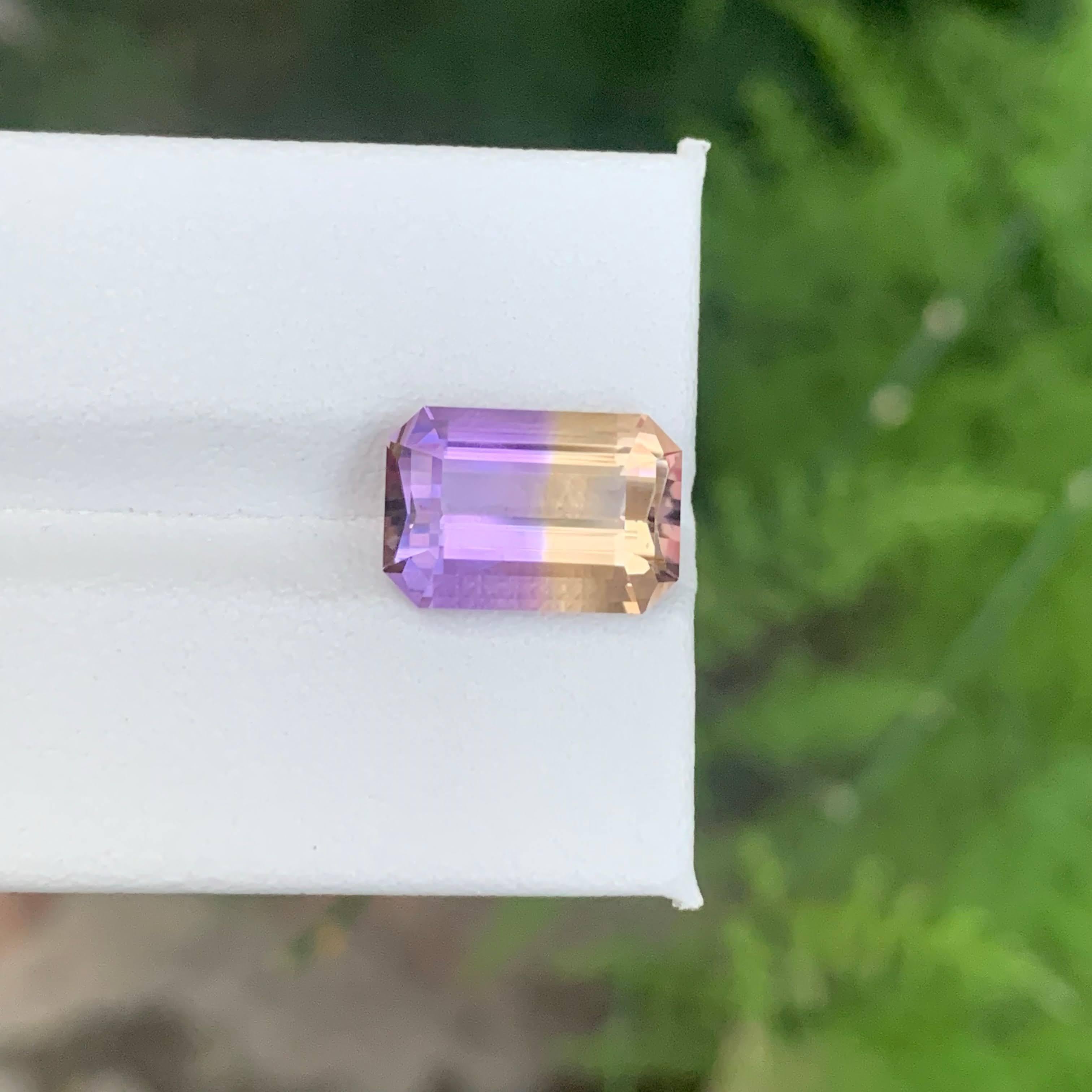 4.95 Karat Natürlicher Loser Bi Color Ametrine Stein Smaragd Schliff Bolivianischer Edelstein (Smaragdschliff) im Angebot