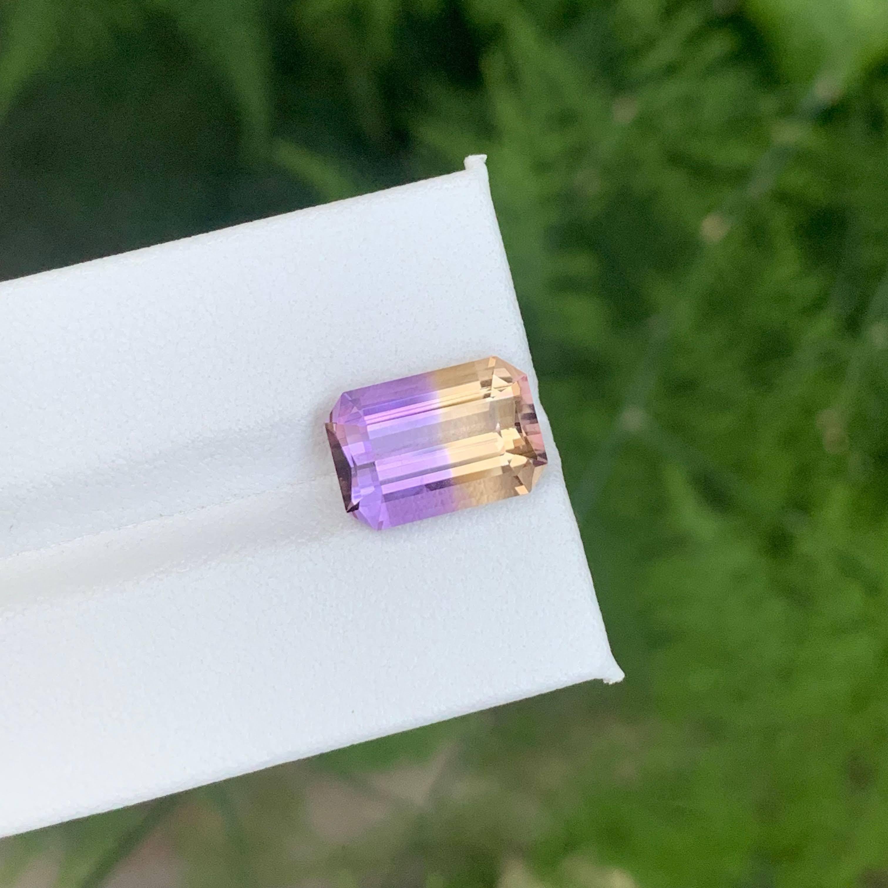 4.95 Karat Natürlicher Loser Bi Color Ametrine Stein Smaragd Schliff Bolivianischer Edelstein im Angebot 2