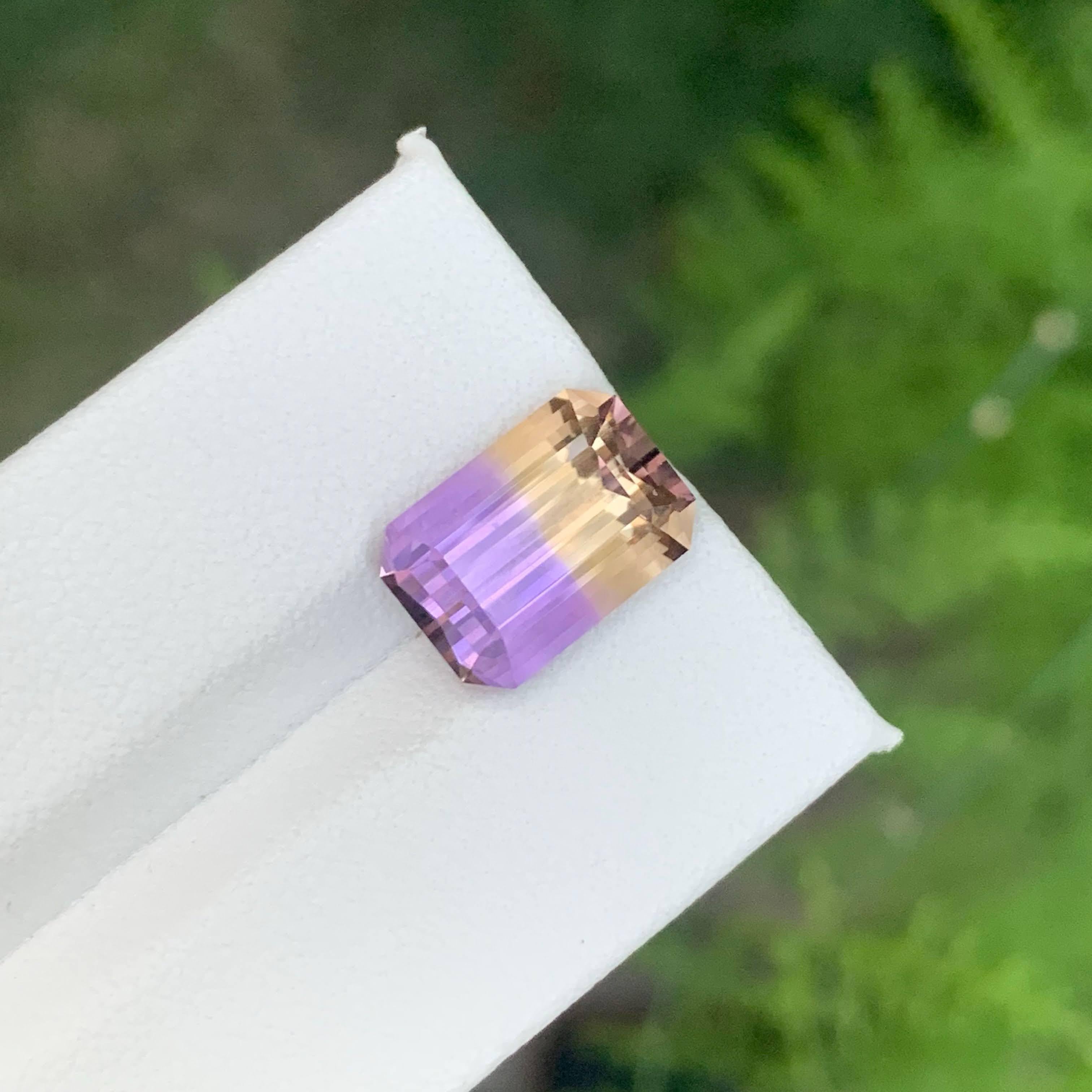 4.95 Karat Natürlicher Loser Bi Color Ametrine Stein Smaragd Schliff Bolivianischer Edelstein im Angebot 3