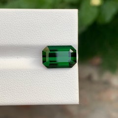 4.95 Carat Natural Loose Dark Green Tourmaline Emerald Shape Gem For Jewellery