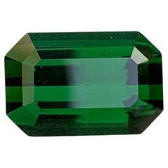 4.95 Carat Natural Loose Dark Green Tourmaline Emerald Shape Gem For Jewellery