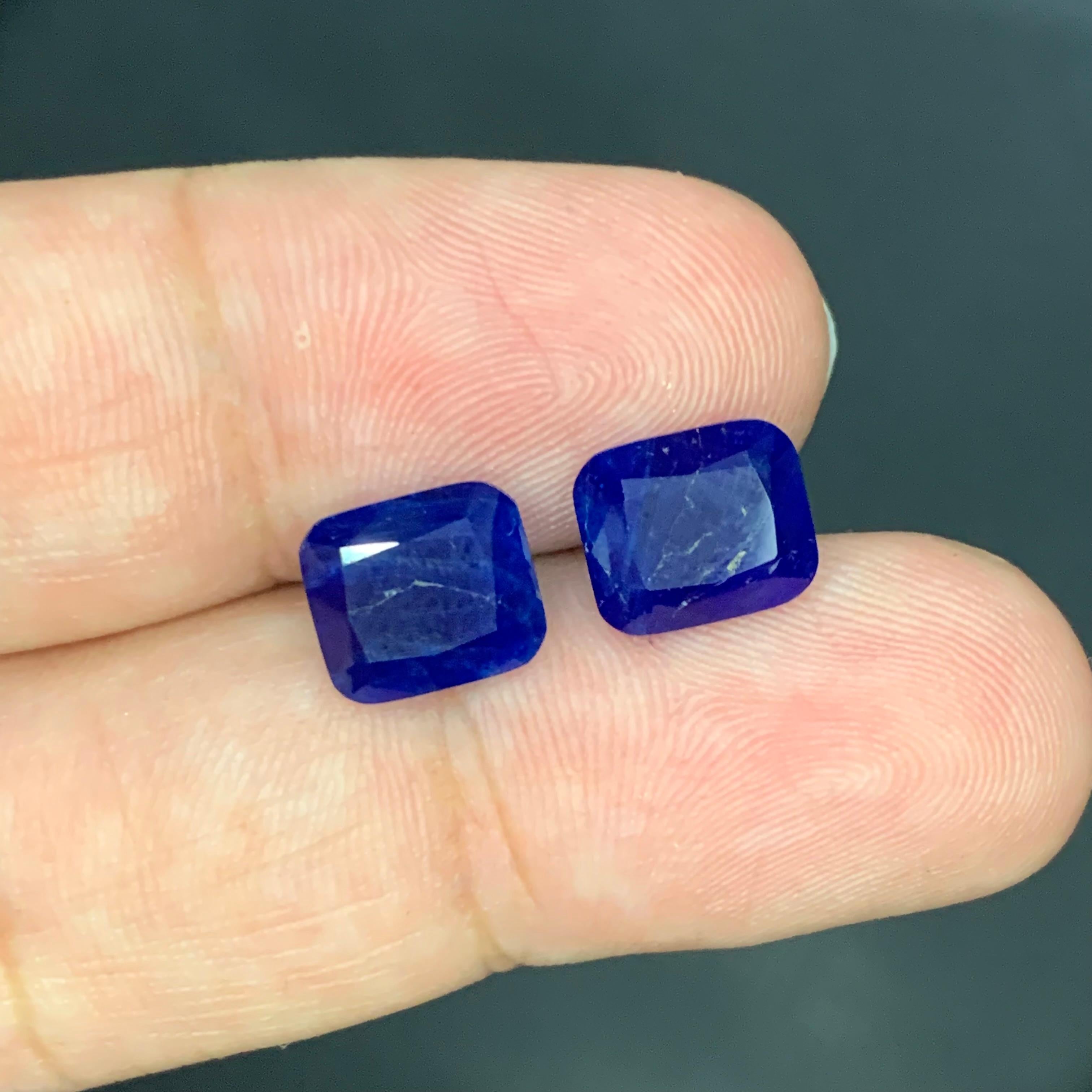 Arts and Crafts 4.95 Carat Natural Loose Hauyne Pair Cushion Shape Gemstone For Sale