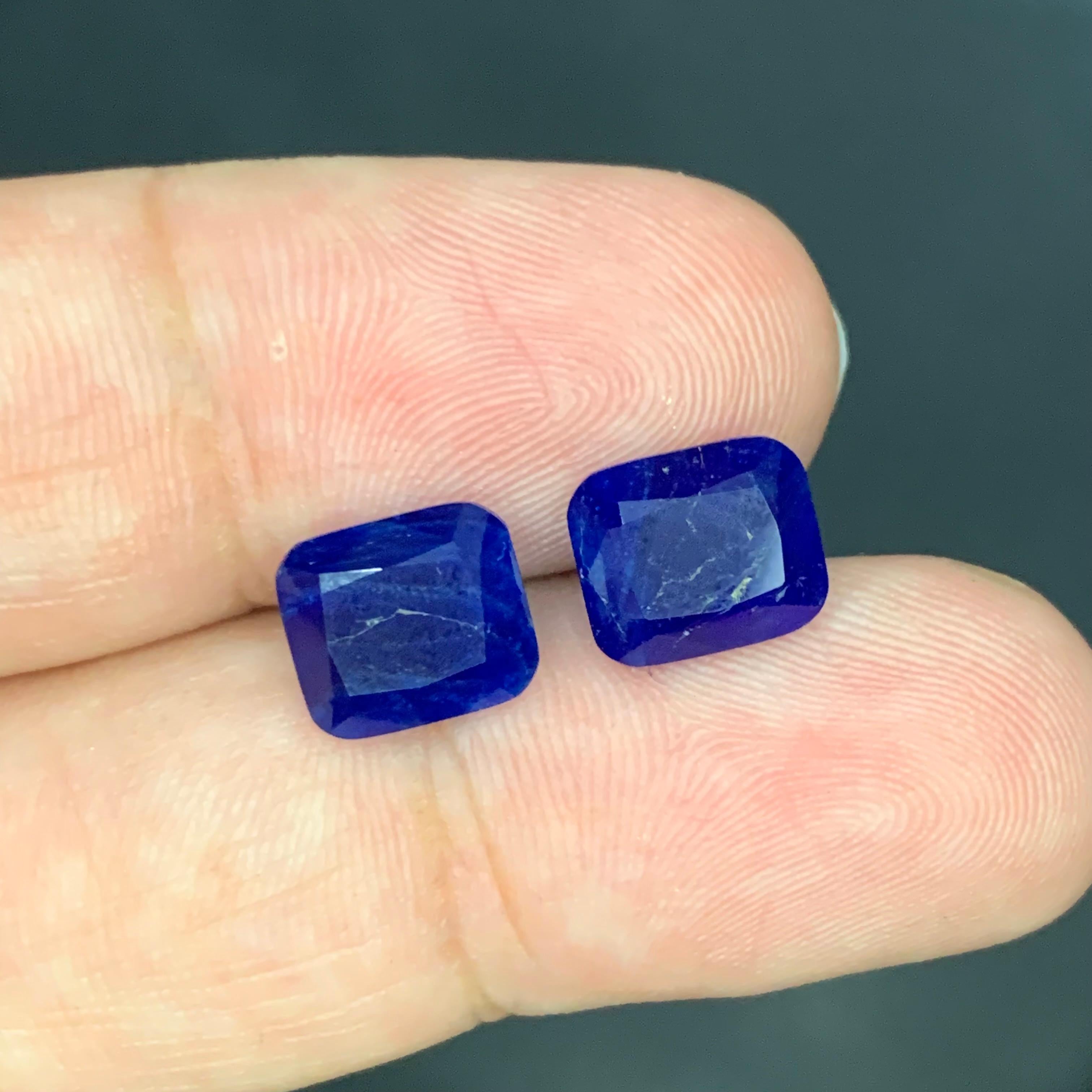 Cushion Cut 4.95 Carat Natural Loose Hauyne Pair Cushion Shape Gemstone For Sale