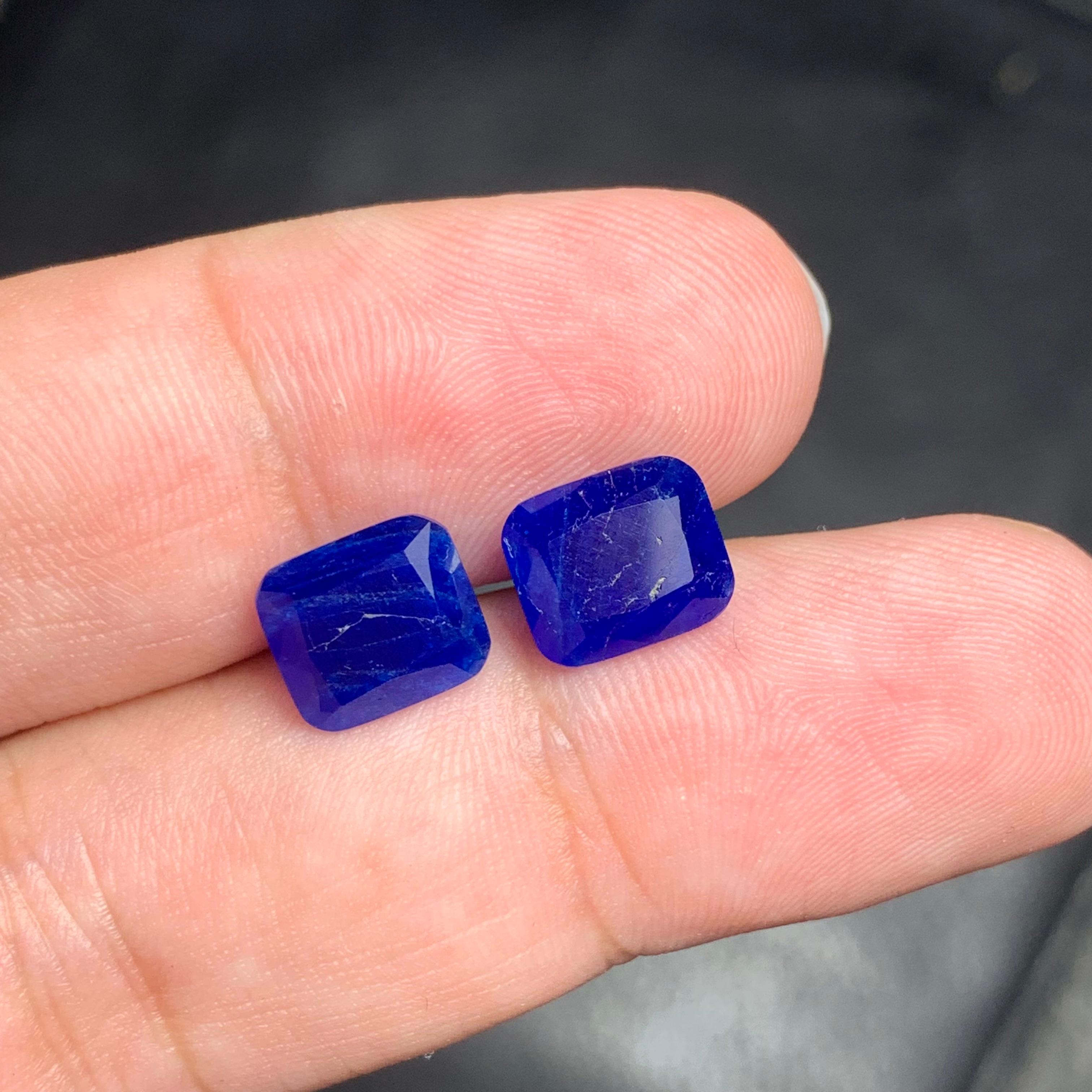 4.95 Carat Natural Loose Hauyne Pair Cushion Shape Gemstone For Sale 2