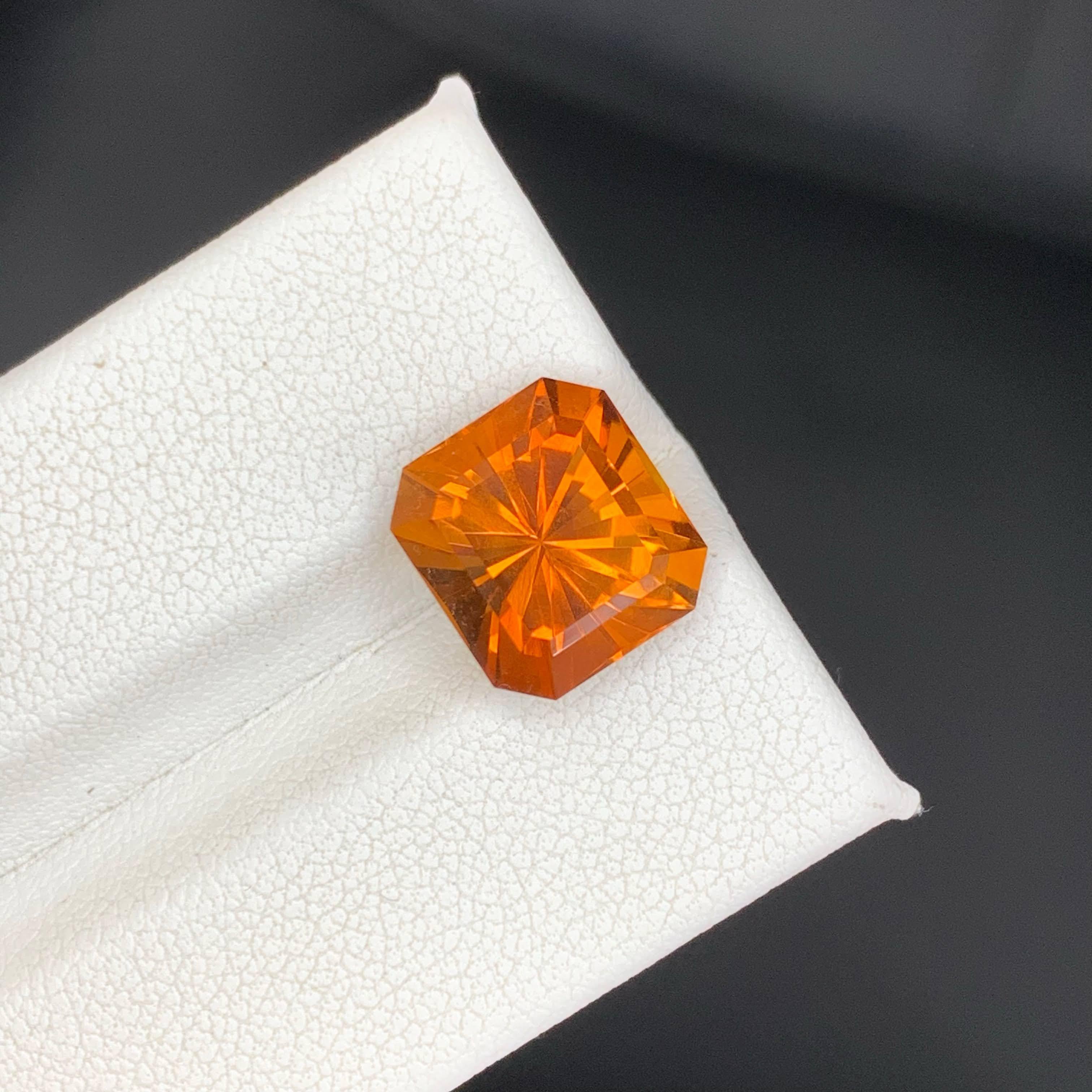 Women's or Men's 4.95 Carat Natural Loose Madeira Citrine Fancy Cushion Cut Brazilian Gemstone For Sale