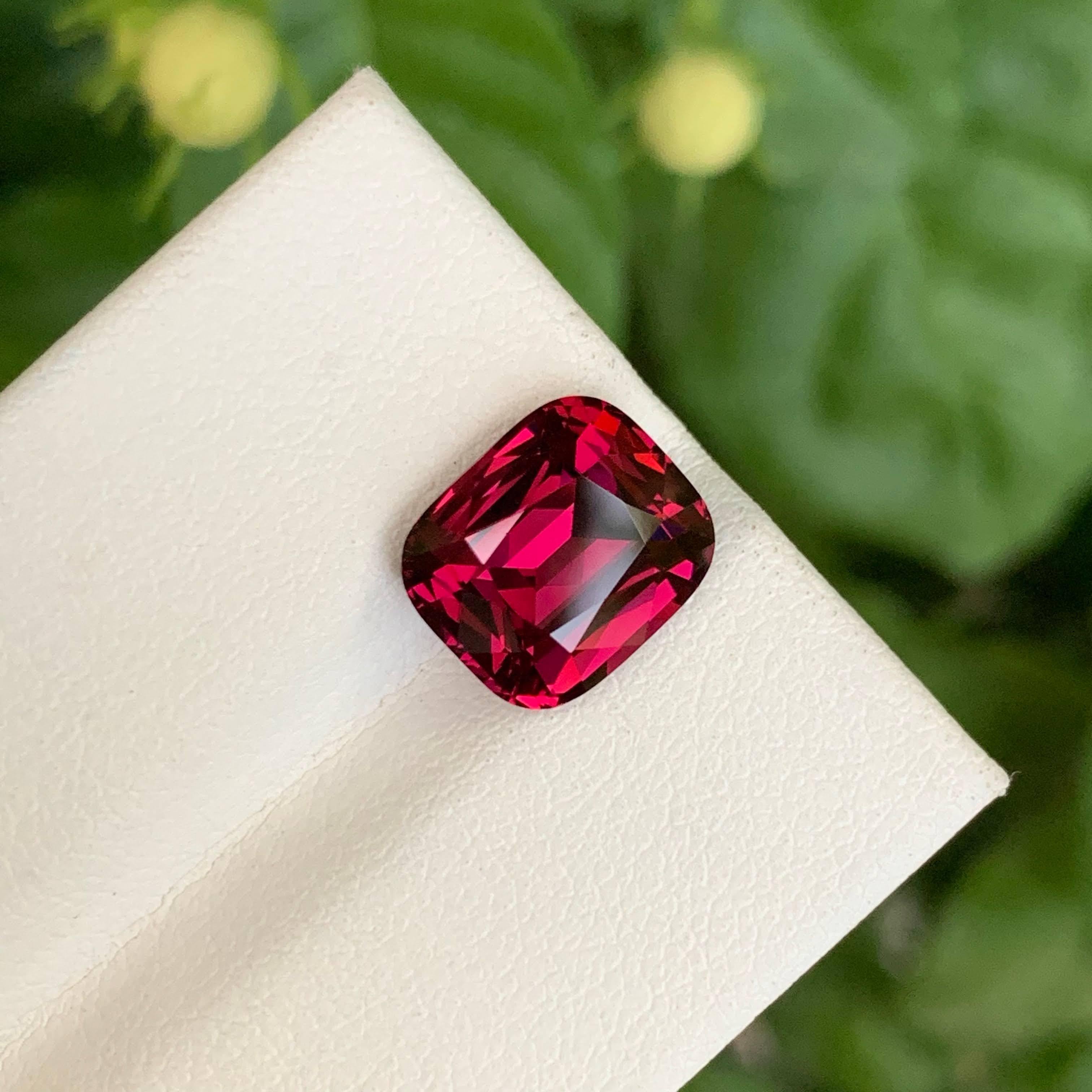 4.95 Carat Natural Loose Pinkish Red Umbalite Garnet Cushion Cut From Tanzania For Sale 6