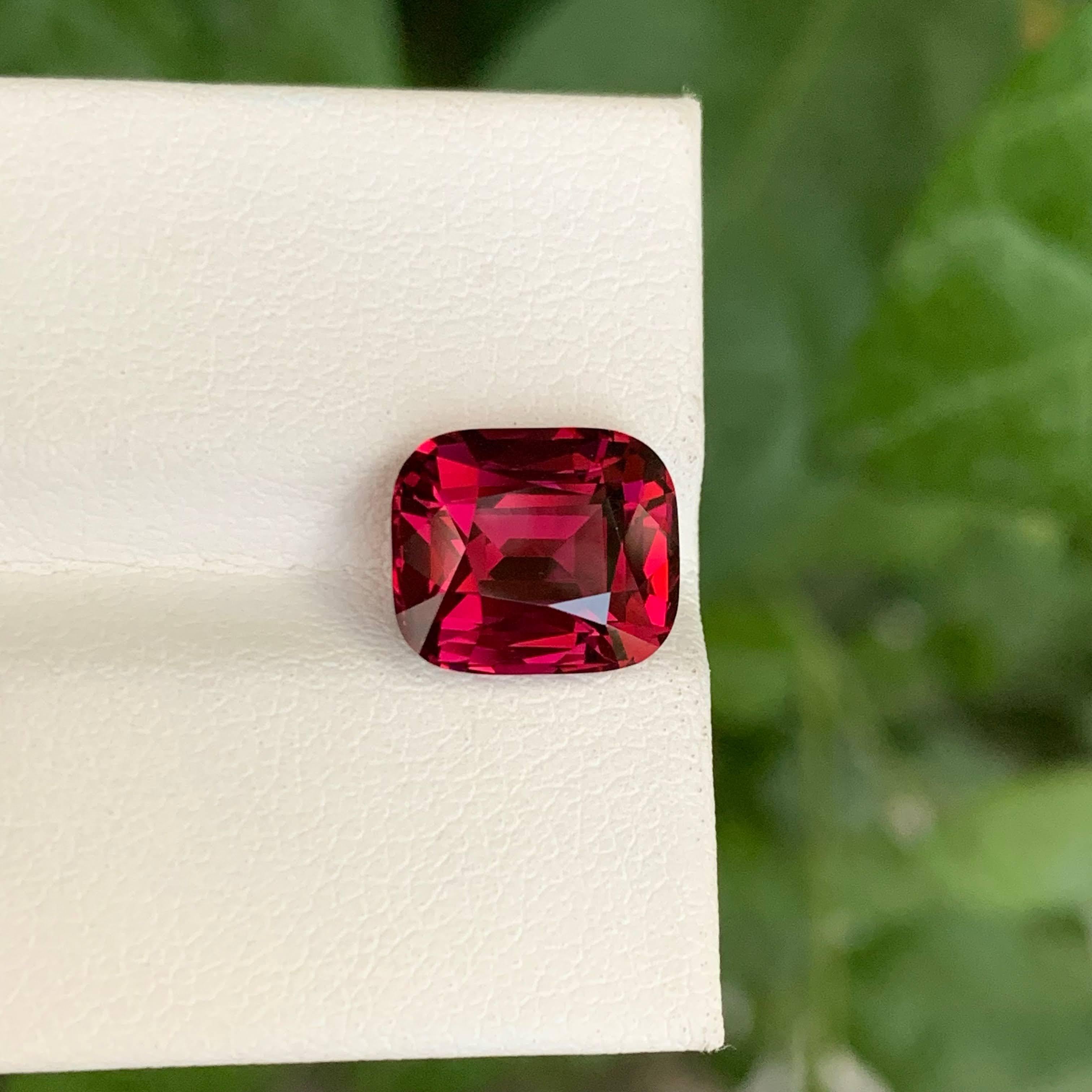 4.95 Carat Natural Loose Pinkish Red Umbalite Garnet Cushion Cut From Tanzania For Sale 3