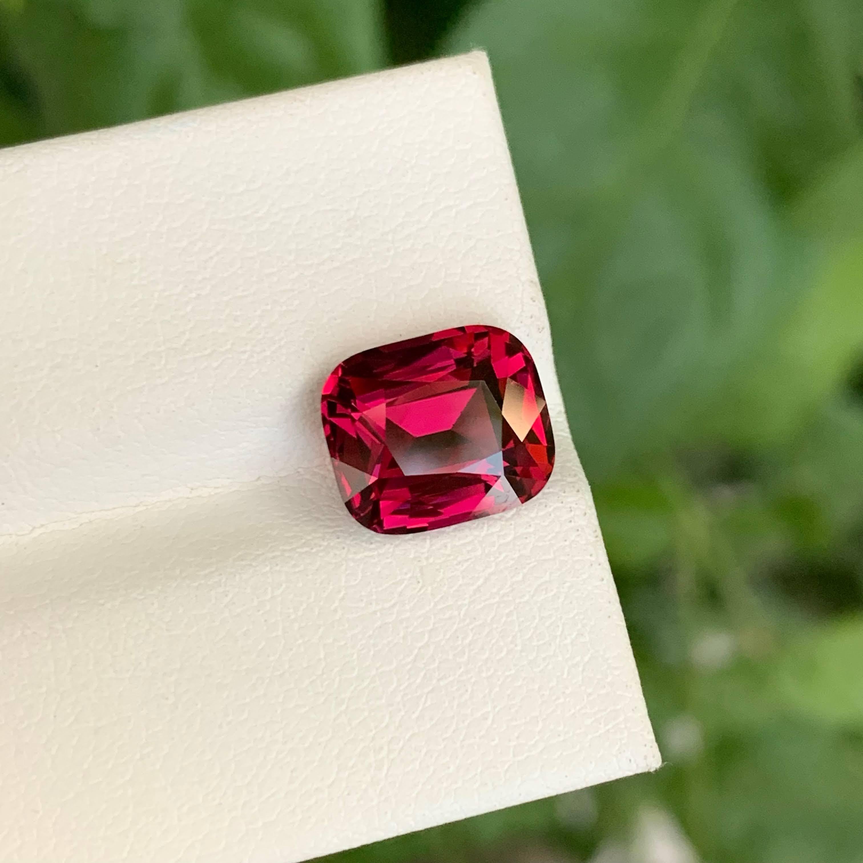 4.95 Carat Natural Loose Pinkish Red Umbalite Garnet Cushion Cut From Tanzania For Sale 4