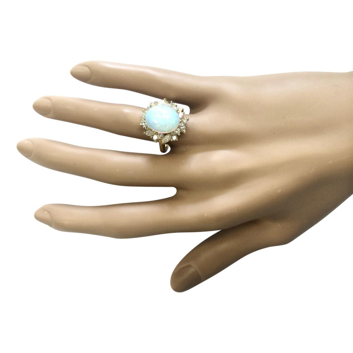 Natural Opal Diamond Ring In 14Karat Yellow Gold In New Condition For Sale In Manhattan Beach, CA