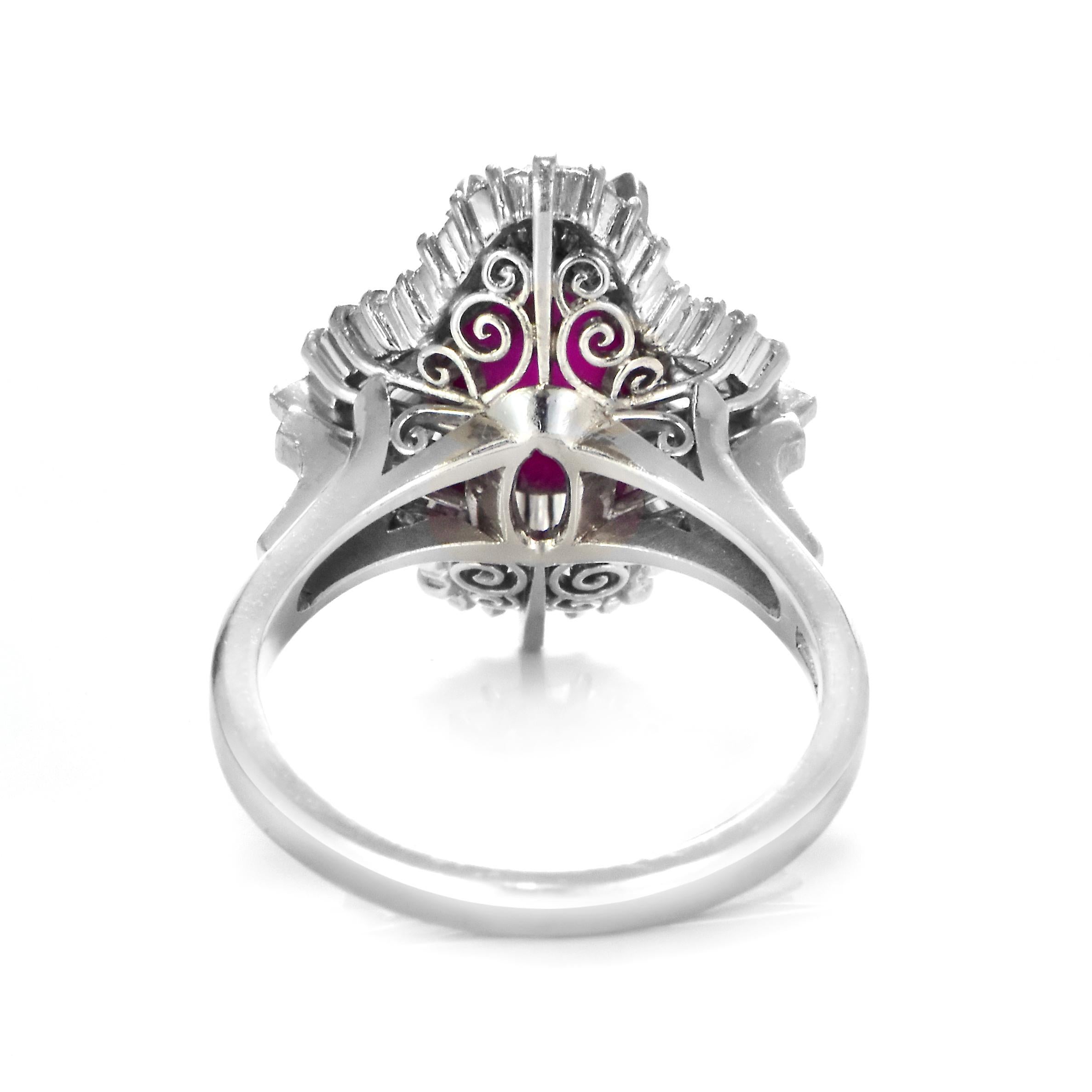 4.95 Carat Natural Untreated Burmese Star Ruby and Diamond Ring Made in Platinum For Sale 7