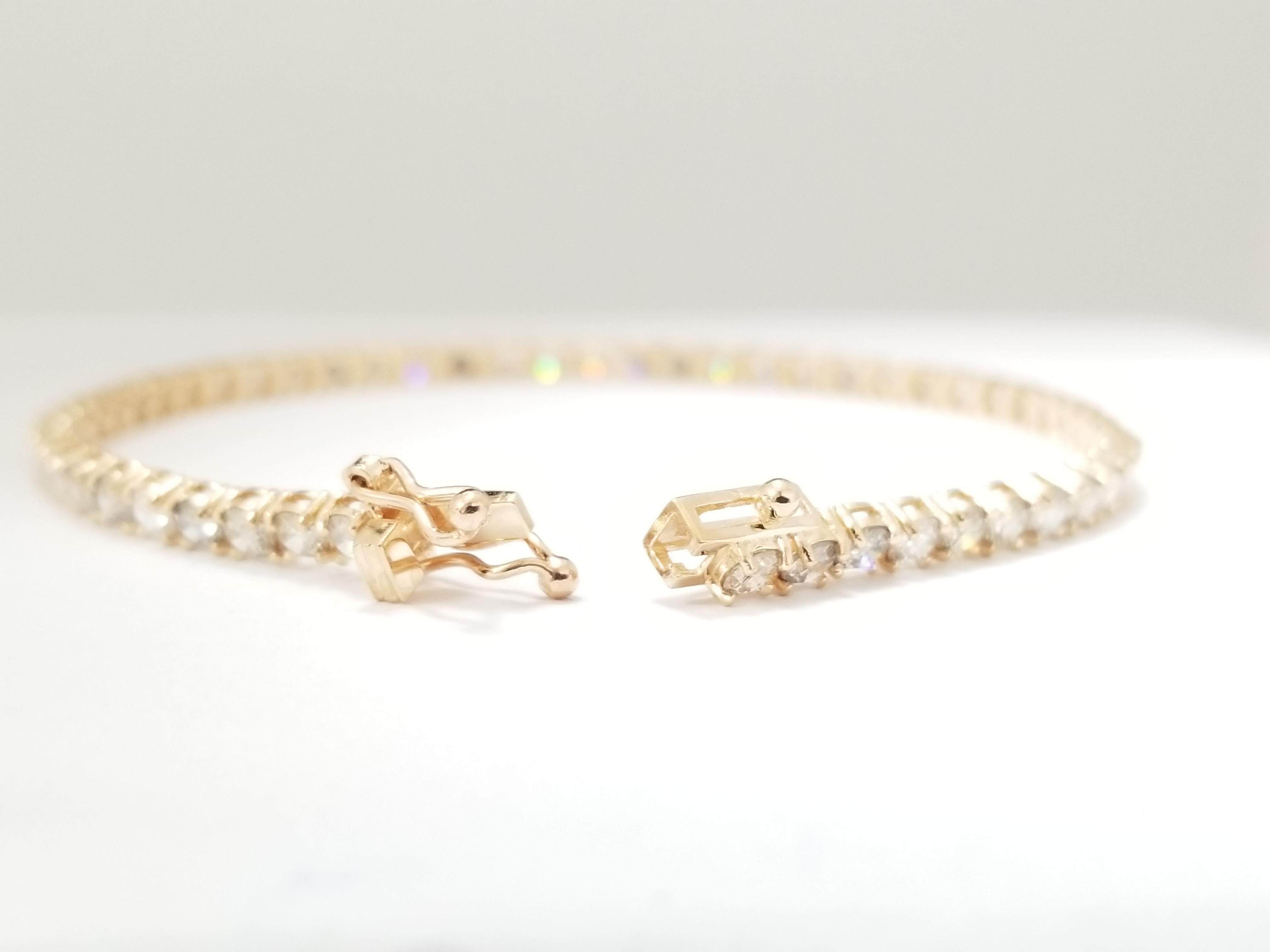 Bracciale tennis con diamanti taglio brillante rotondo da 4,95 carati, oro rosa 14 carati In condizioni Nuovo a Great Neck Plaza, NY