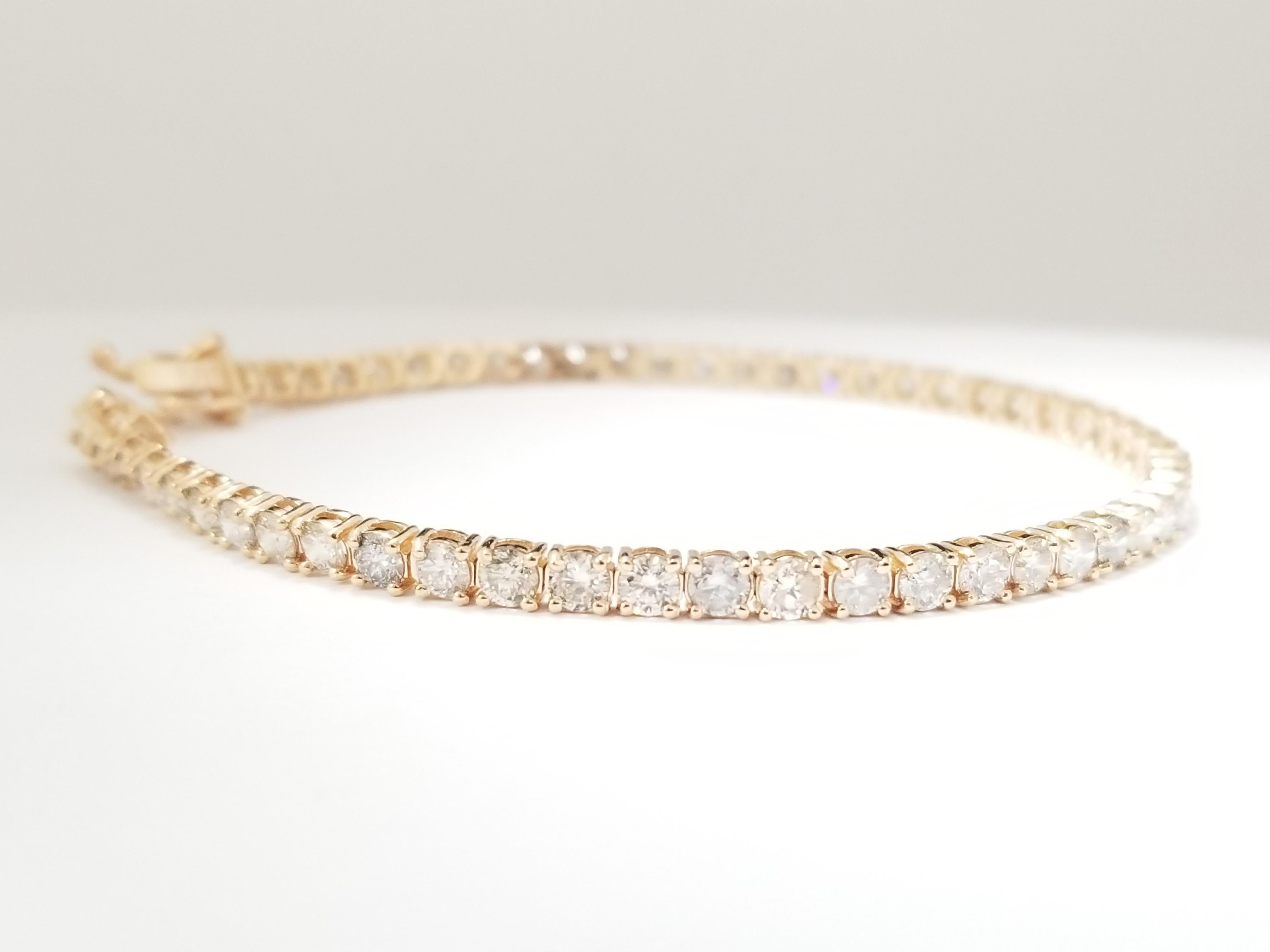 da uomo o donna Bracciale tennis con diamanti taglio brillante rotondo da 4,95 carati, oro rosa 14 carati