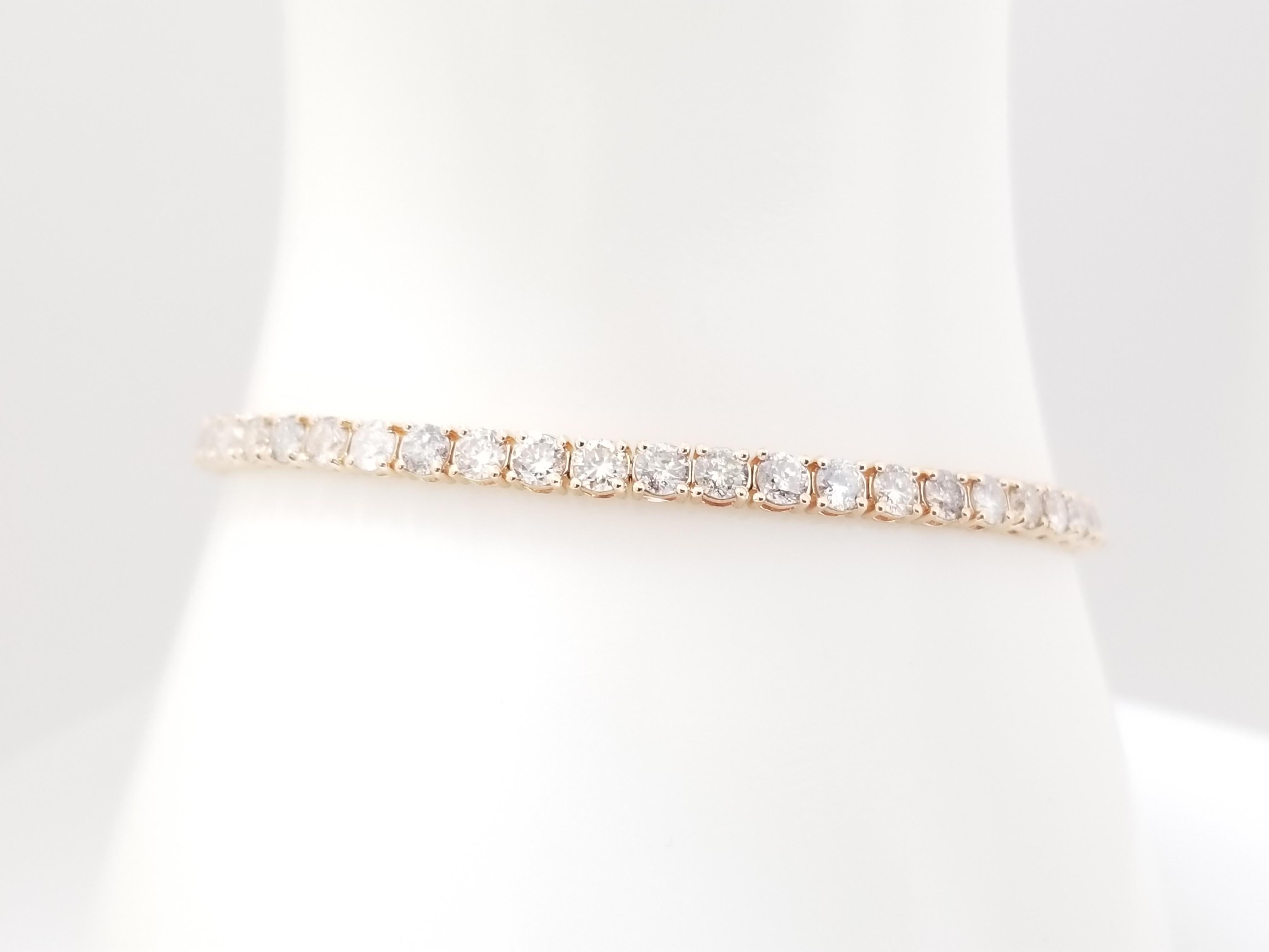 Bracciale tennis con diamanti taglio brillante rotondo da 4,95 carati, oro rosa 14 carati 1