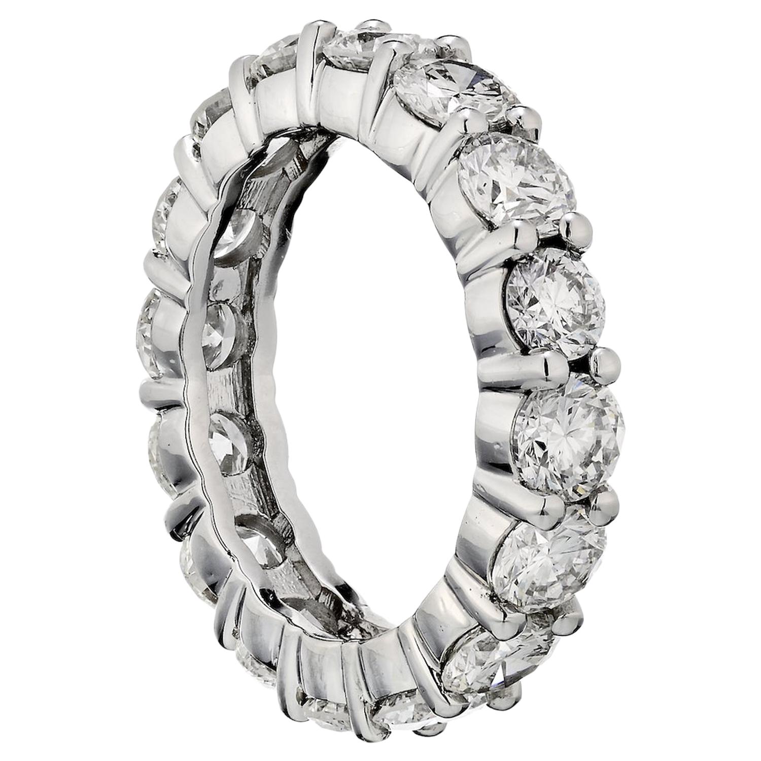 4.95 Carat Round Cut Diamond Platinum Eternity Band