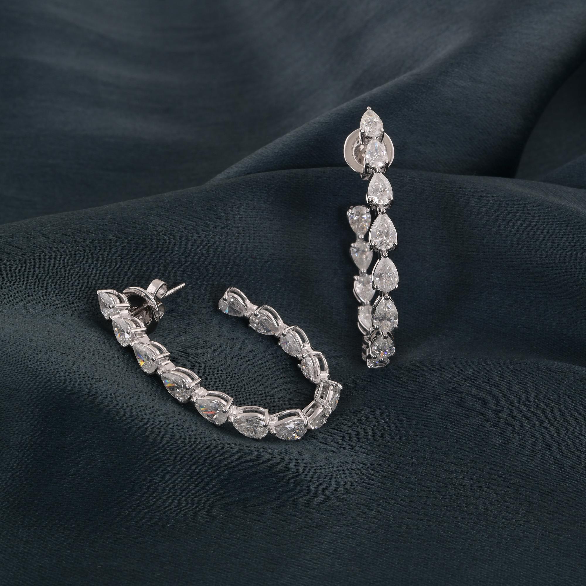 4,95 quilates SI Claridad HI Color Pendientes de aro de diamante pera Oro blanco de 14 quilates Corte pera en venta