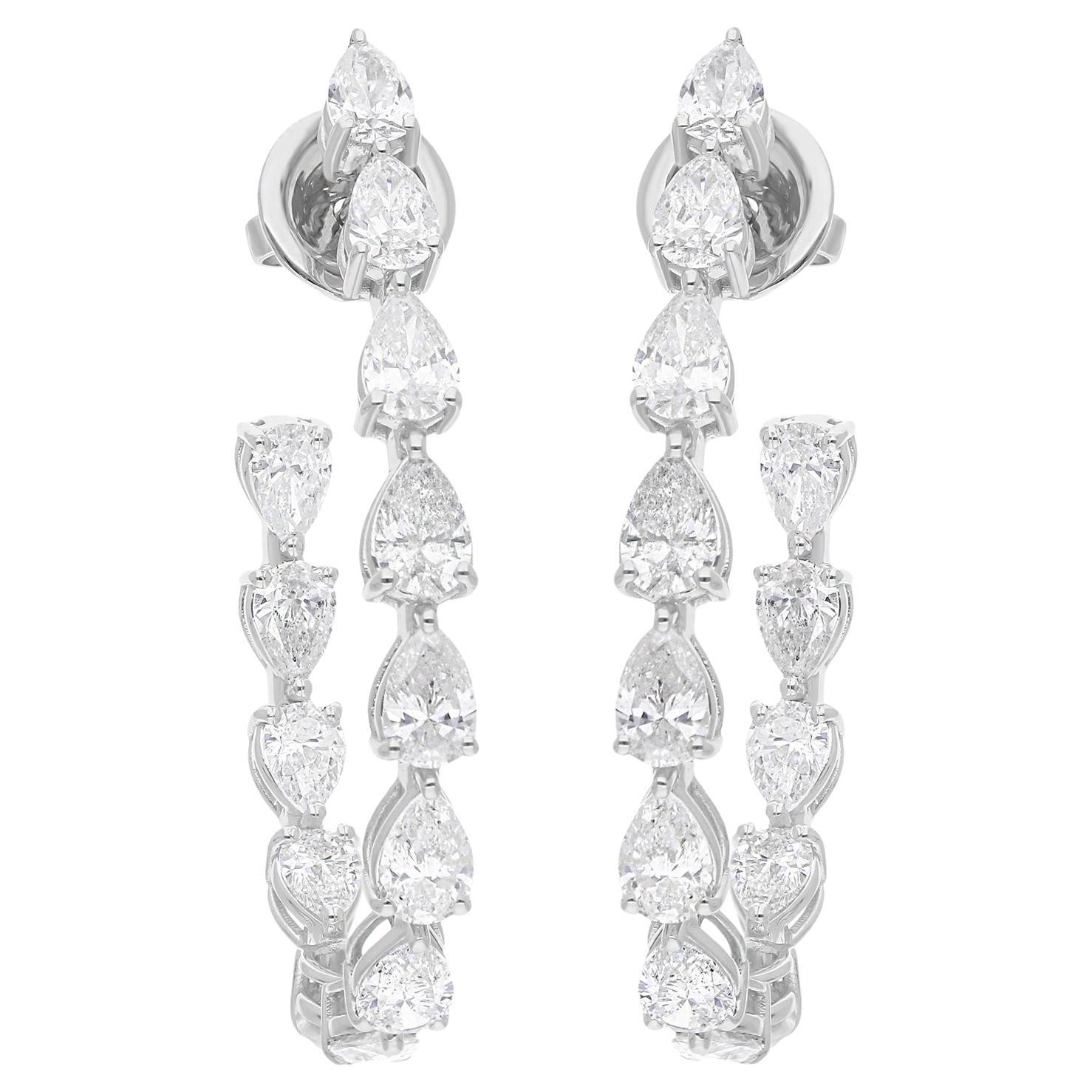 4,95 Karat SI Reinheit HI Farbe Birnen-Diamant-Creolen aus 18 Karat Weißgold