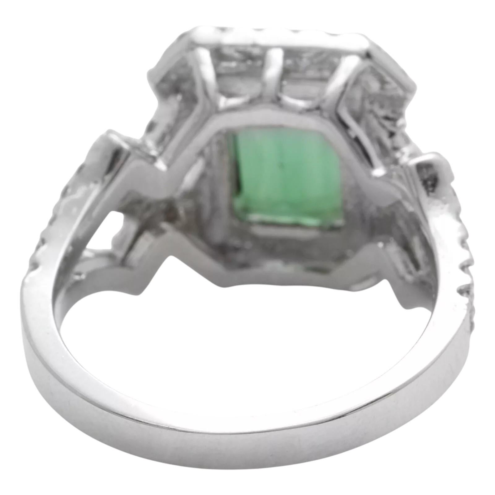 4.95 Carats Natural Green Tourmaline and Diamond 14K Solid White Gold Ring In New Condition For Sale In Los Angeles, CA