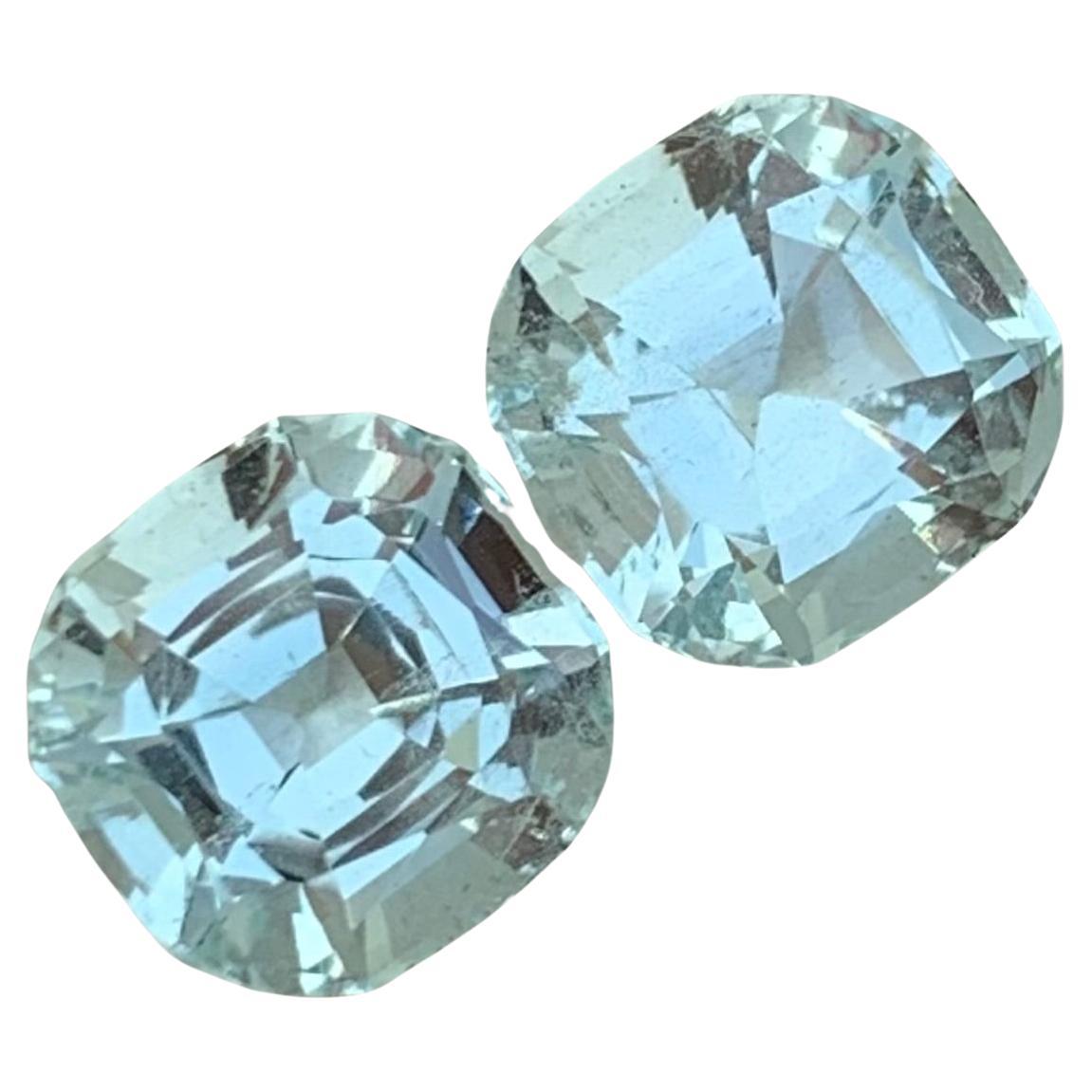 4.95 Carats Naturel Loose Slightly Included Aquamarine Pair For Earrings 